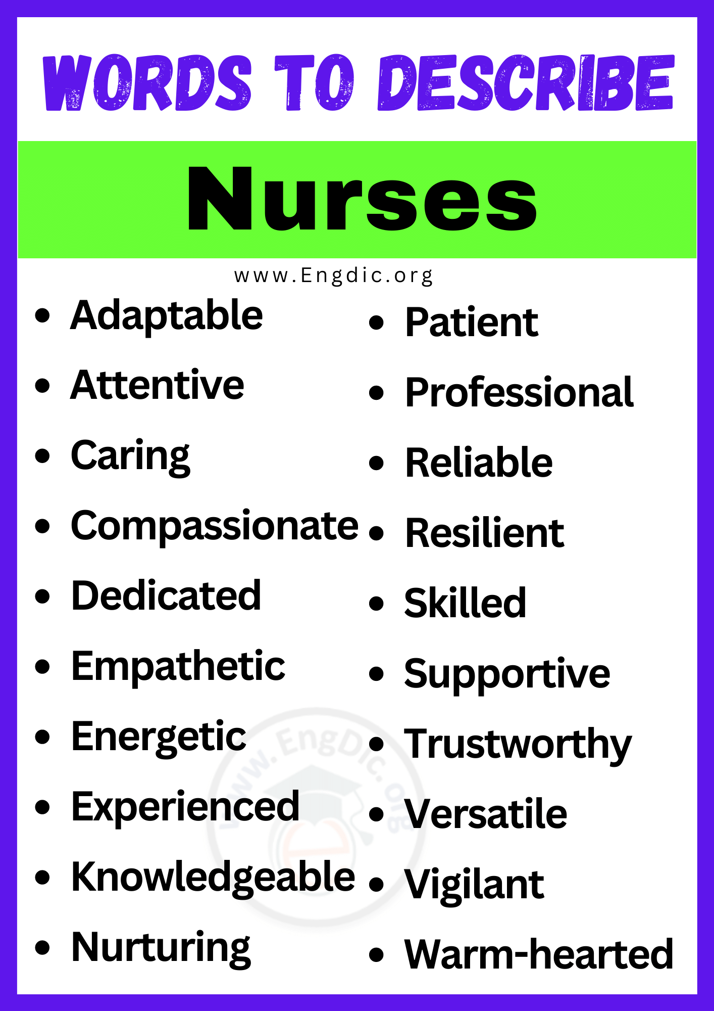 Words to Describe Nurses