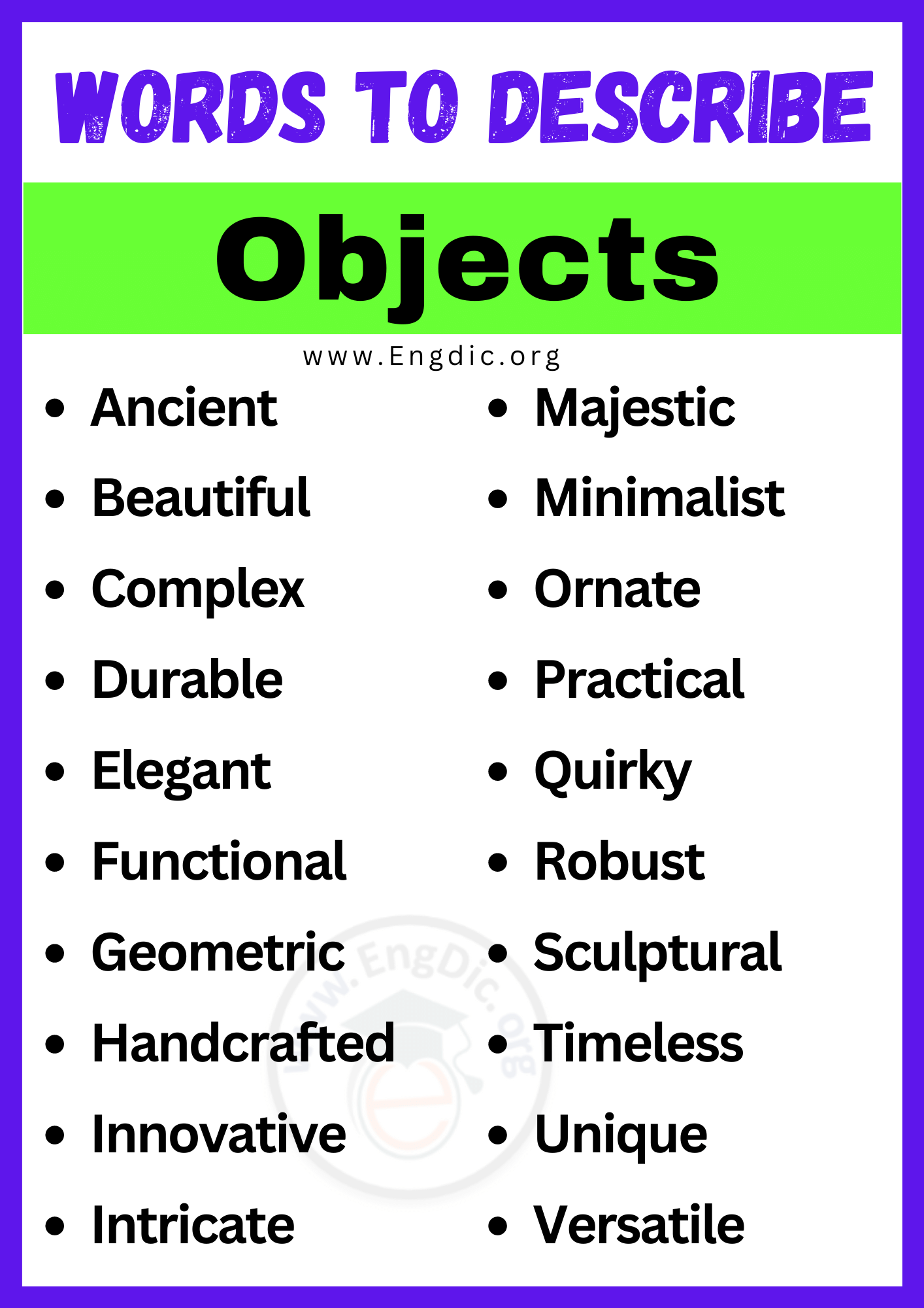 Words to Describe Objects