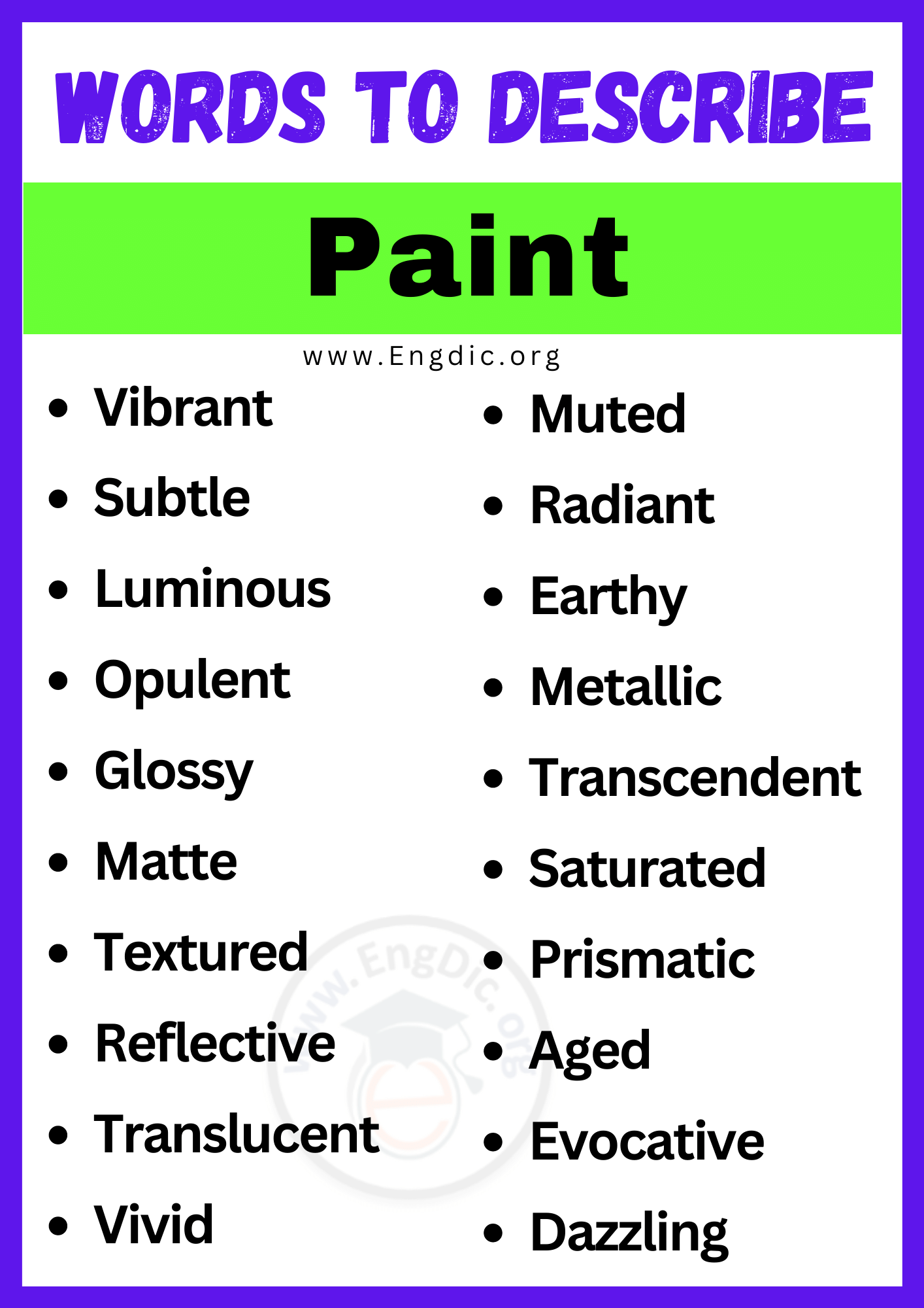 Words to Describe Paint