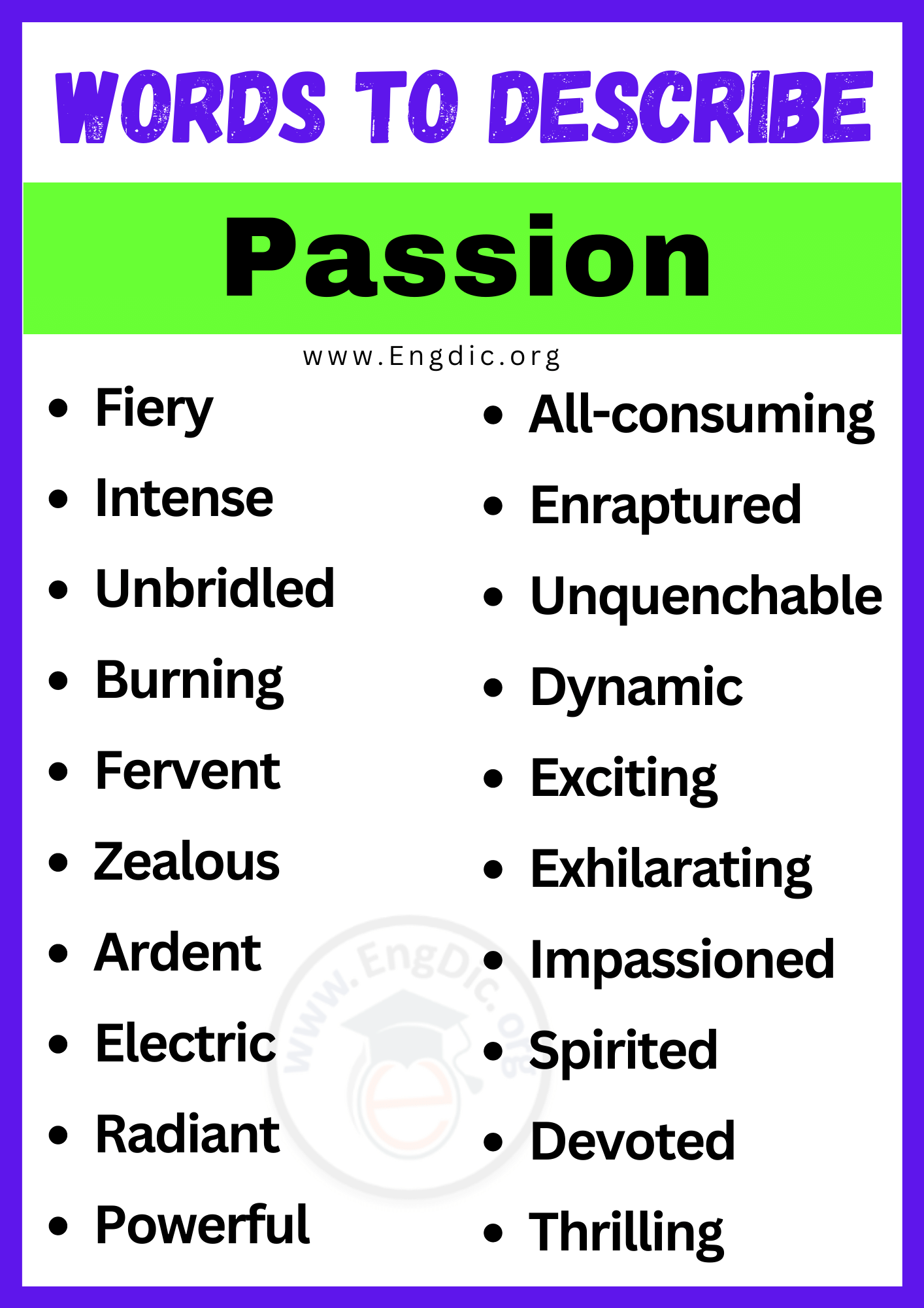 Words to Describe Passion