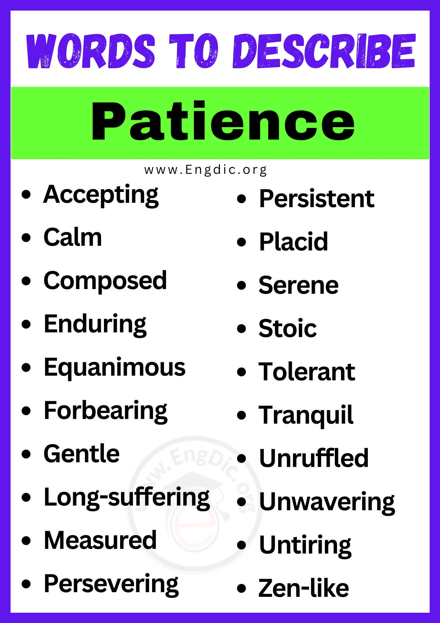 Words to Describe Patience