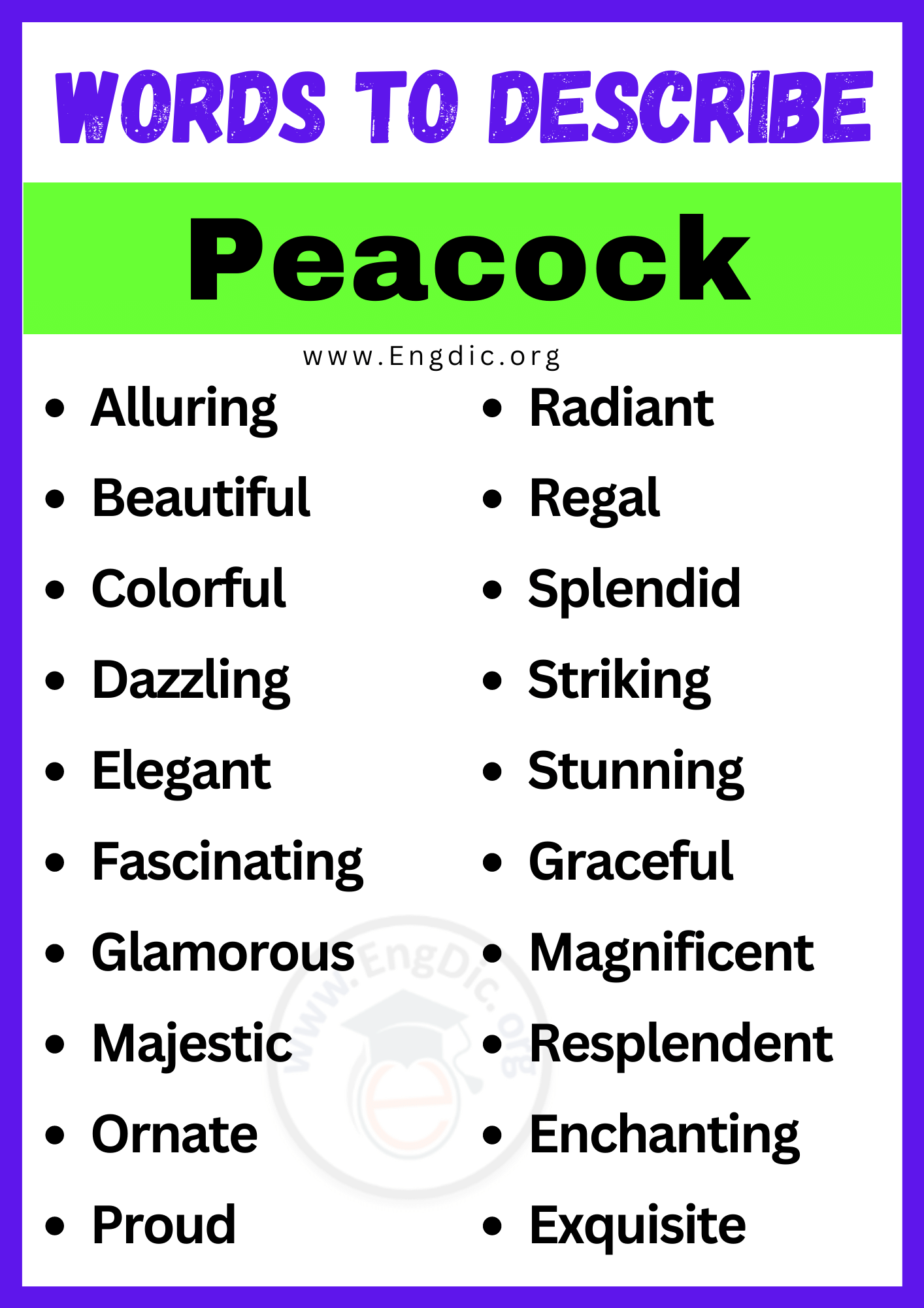 Words to Describe Peacock