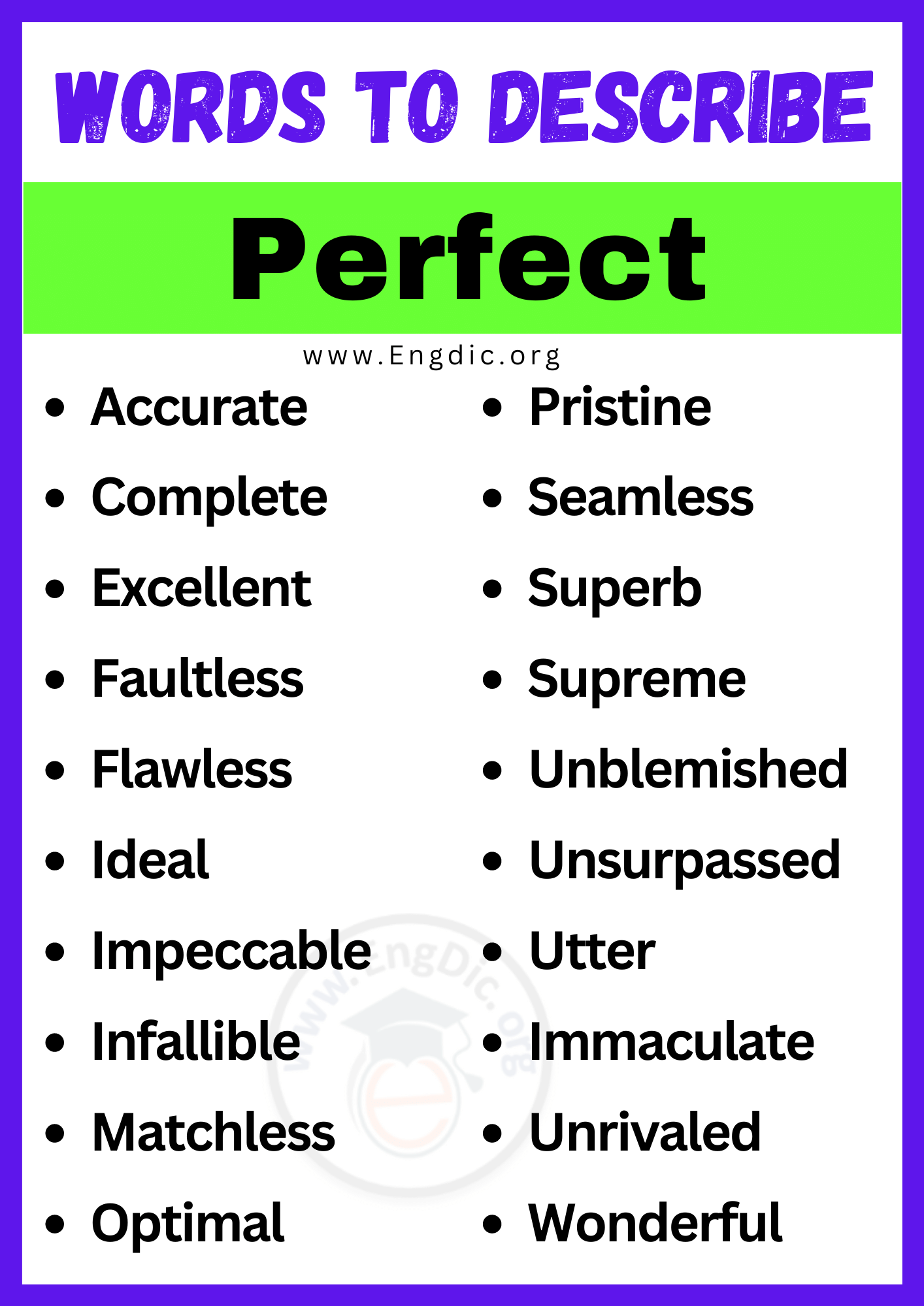 Words to Describe Perfec Words to Describe Perfec