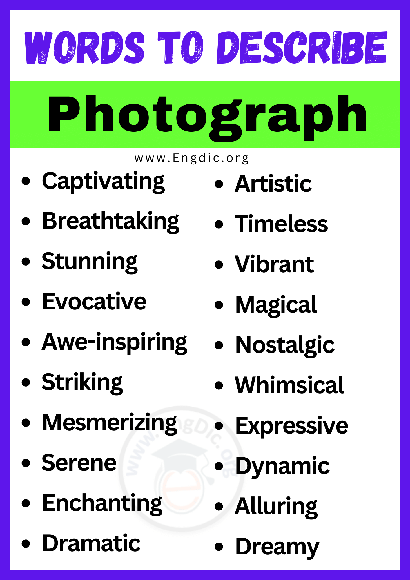 Words to Describe Photograph