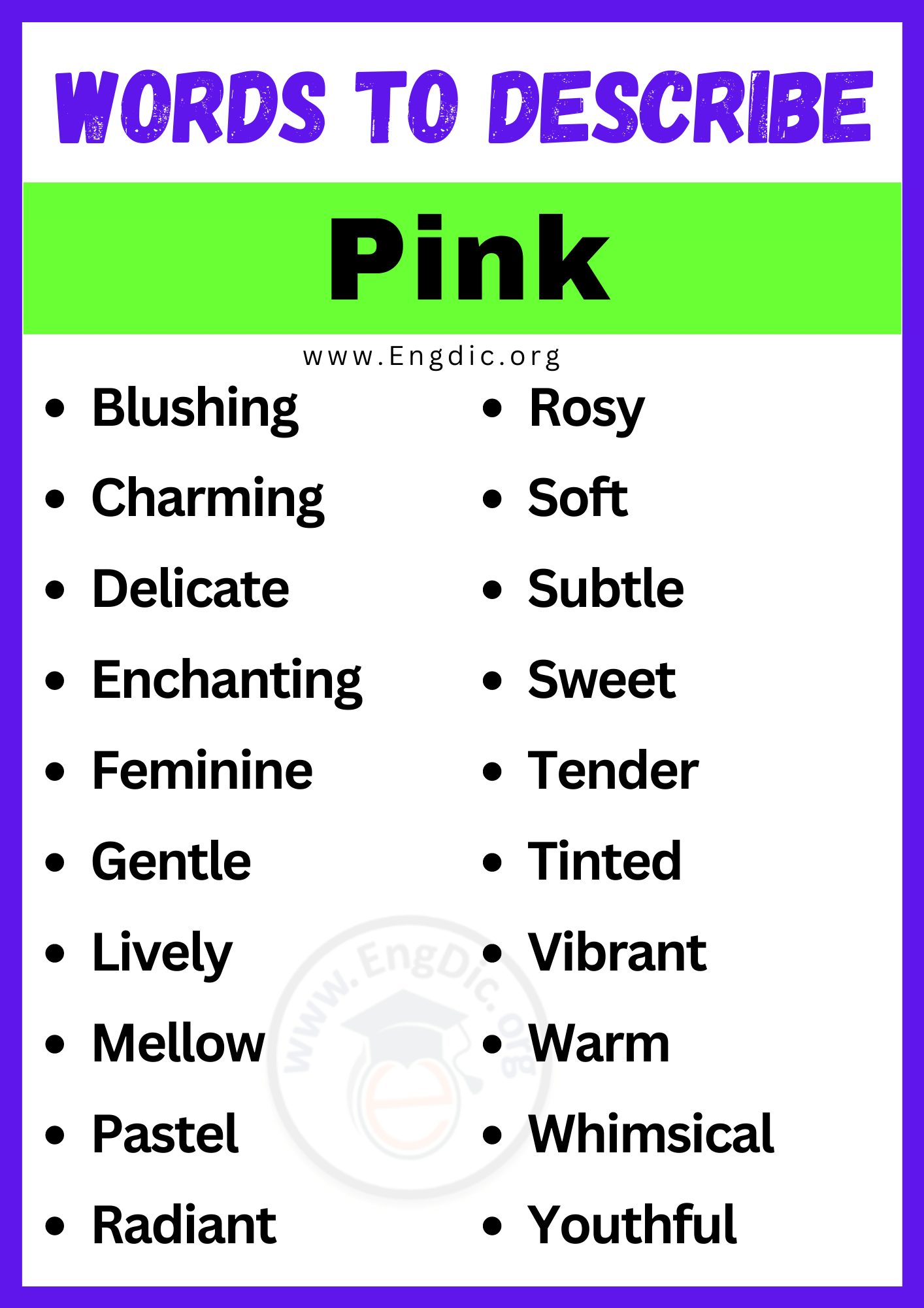 Words to Describe Pink