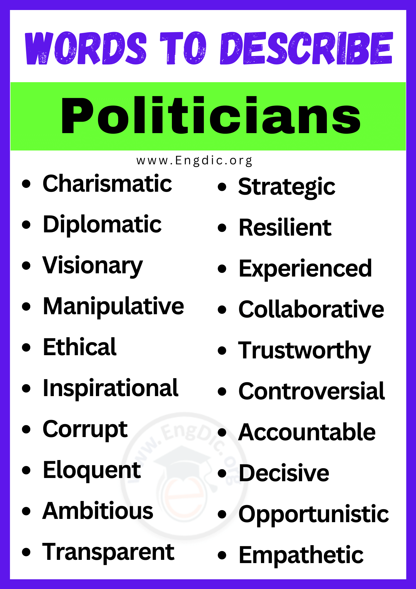Words to Describe Politicians