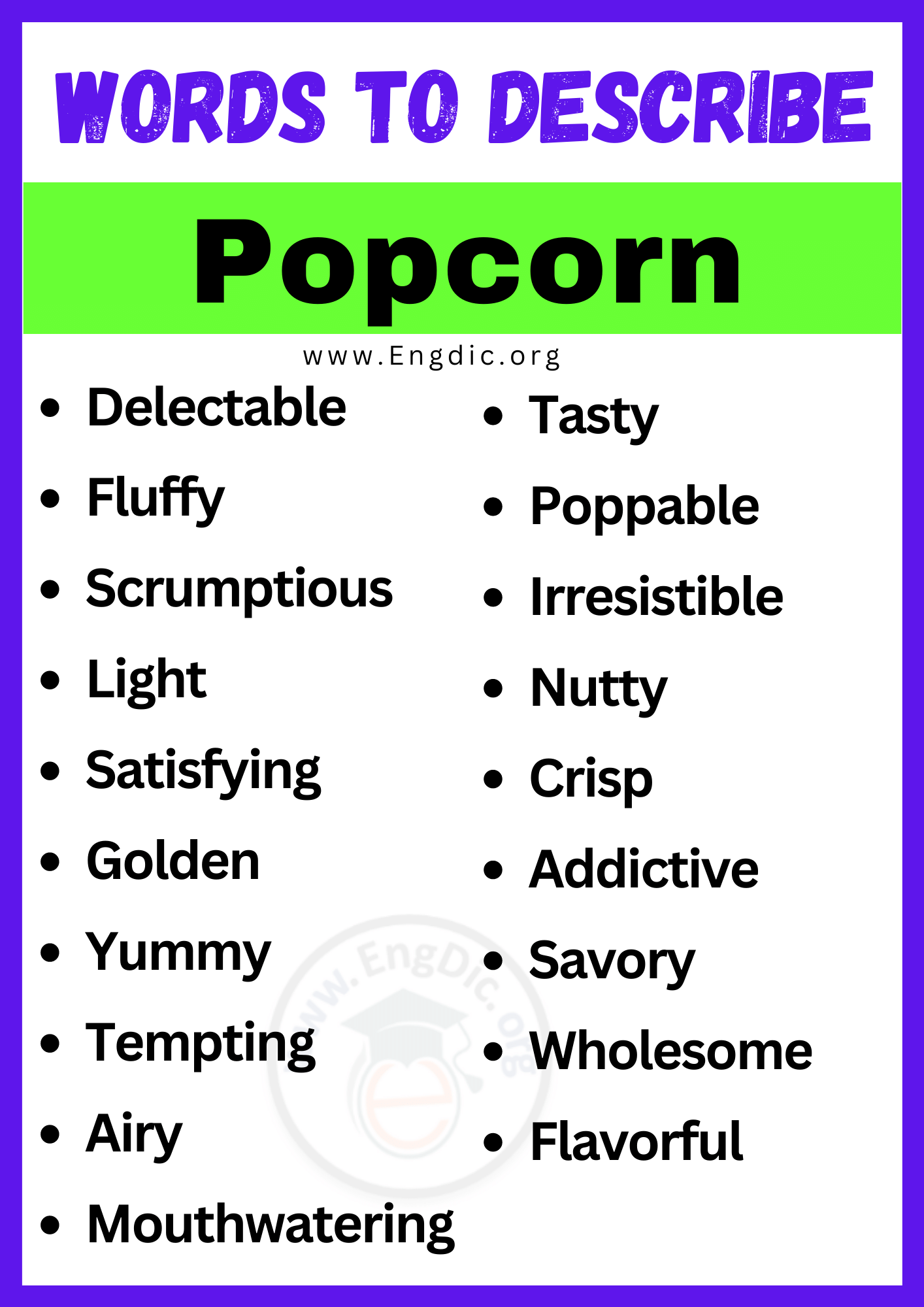 Words to Describe Popcorn