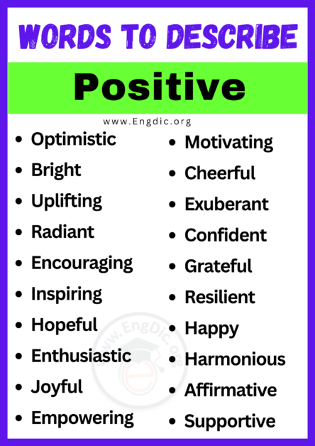 20+ Best Adjectives for Positive, Words to Describe Positive - EngDic