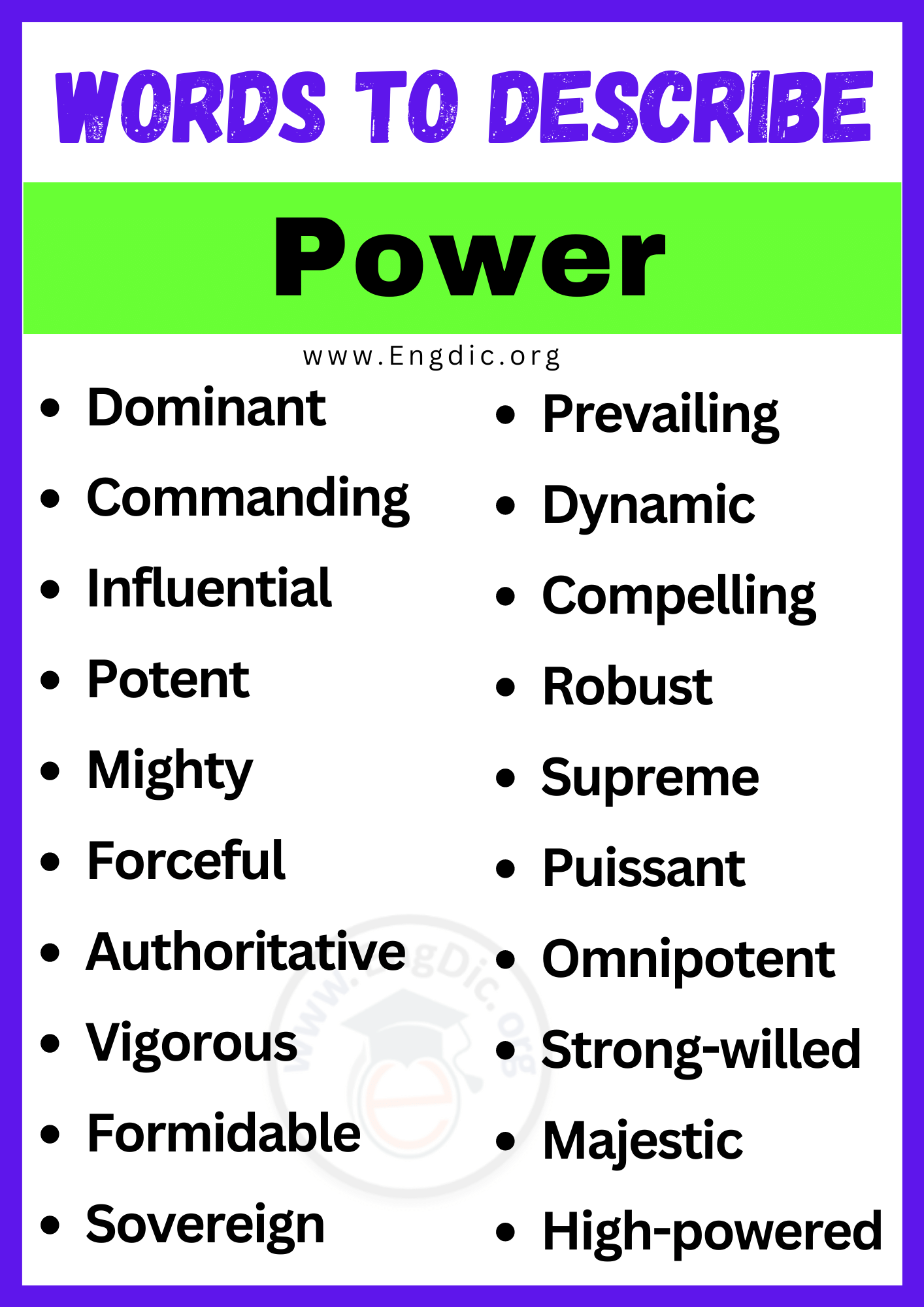 Words to Describe Power