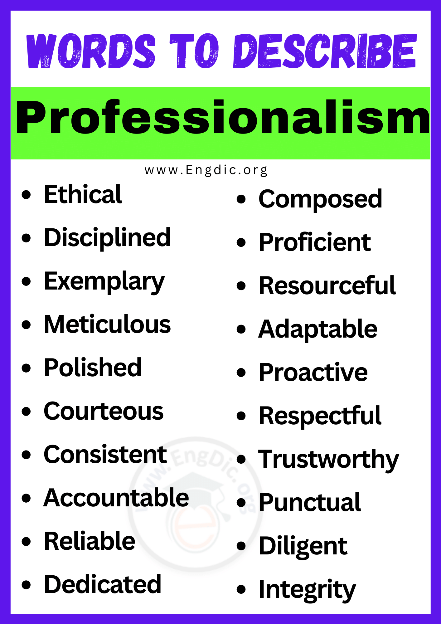 Words to Describe Professionalism