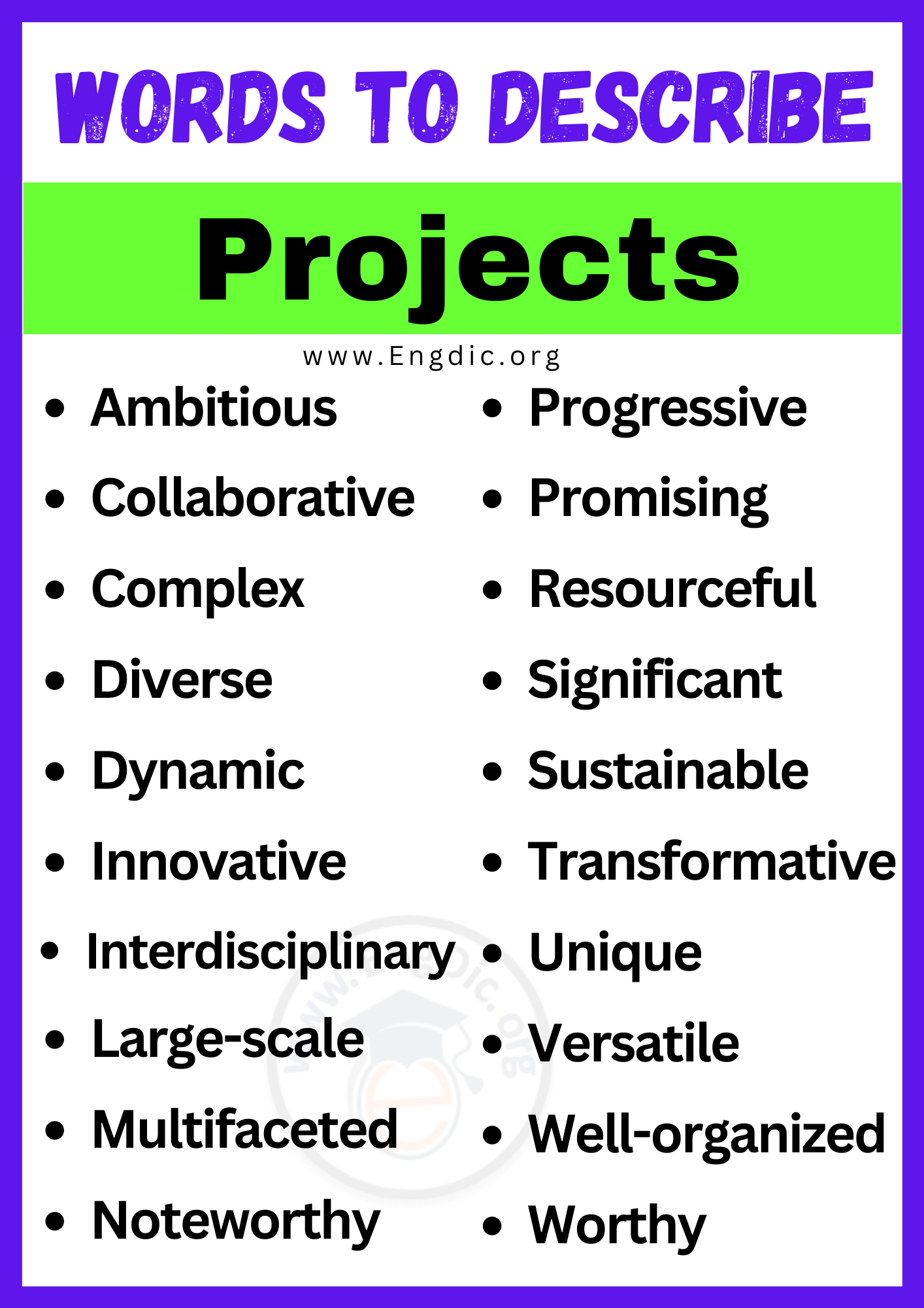 Words to Describe Projects