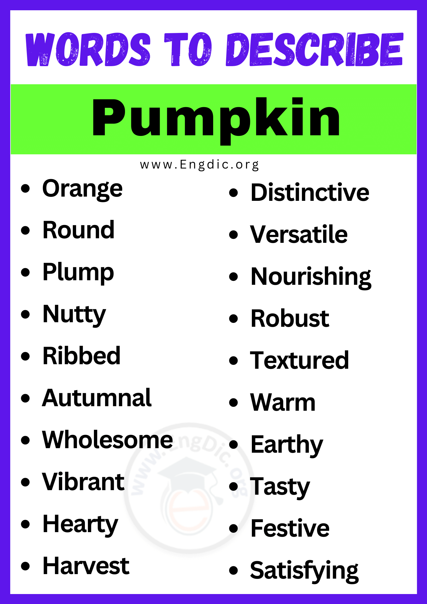 Words to Describe Pumpkin