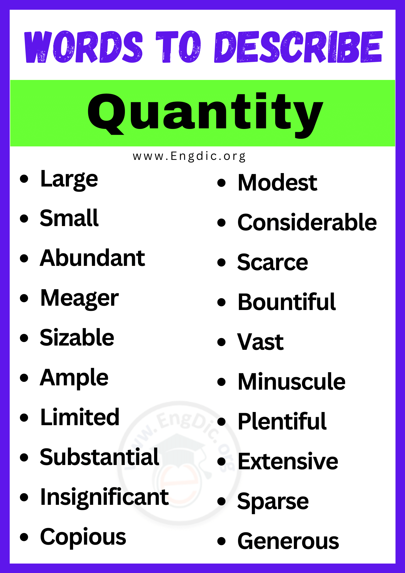 Words to Describe Quantity