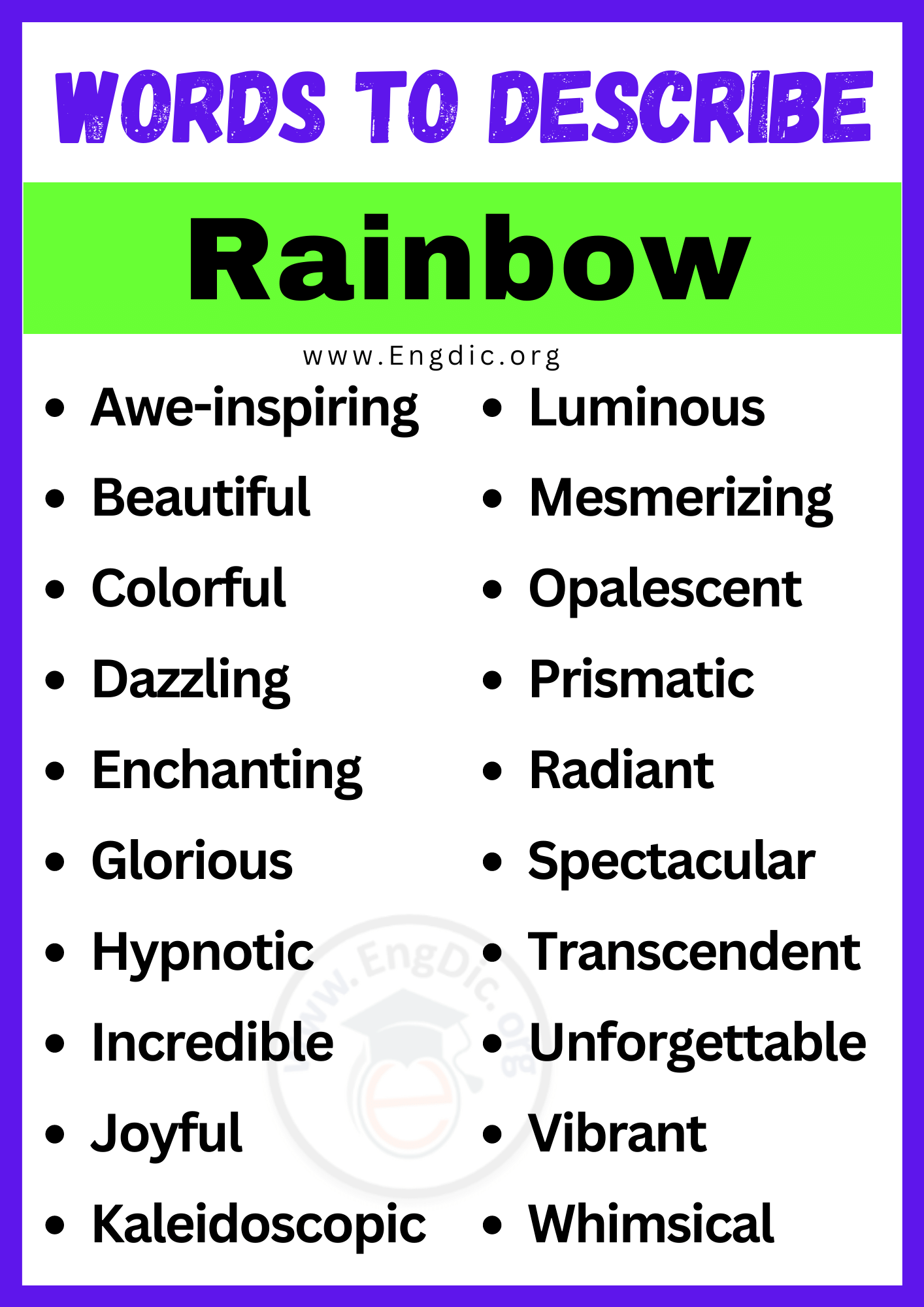 Words to Describe Rainbow