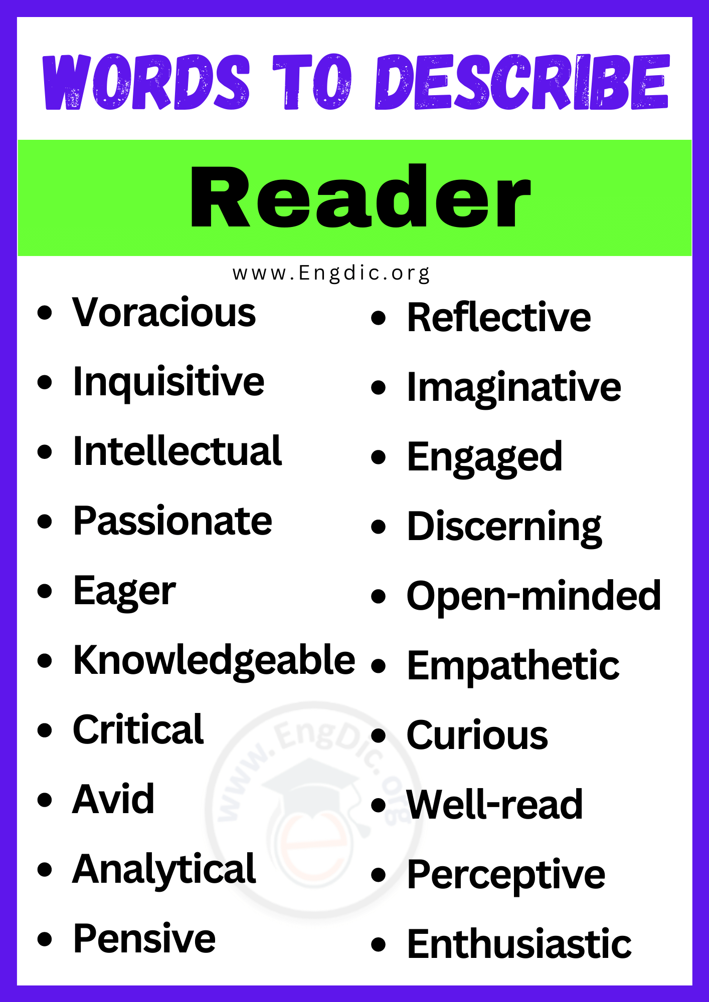 Words to Describe Reader