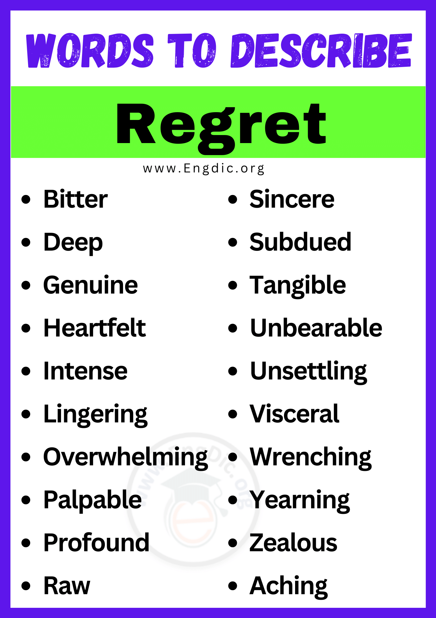 how to describe regret in creative writing