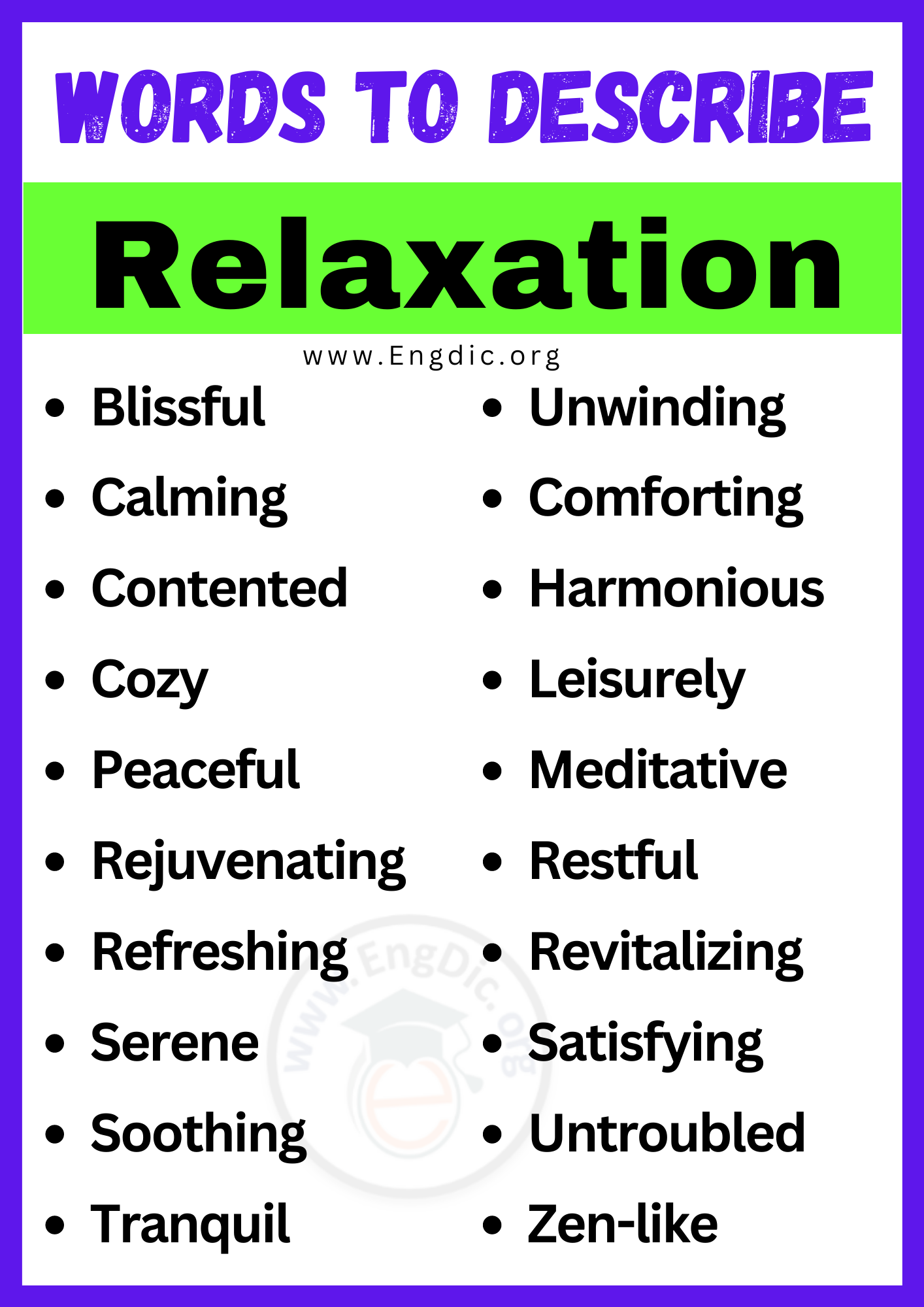 Words to Describe Relaxation