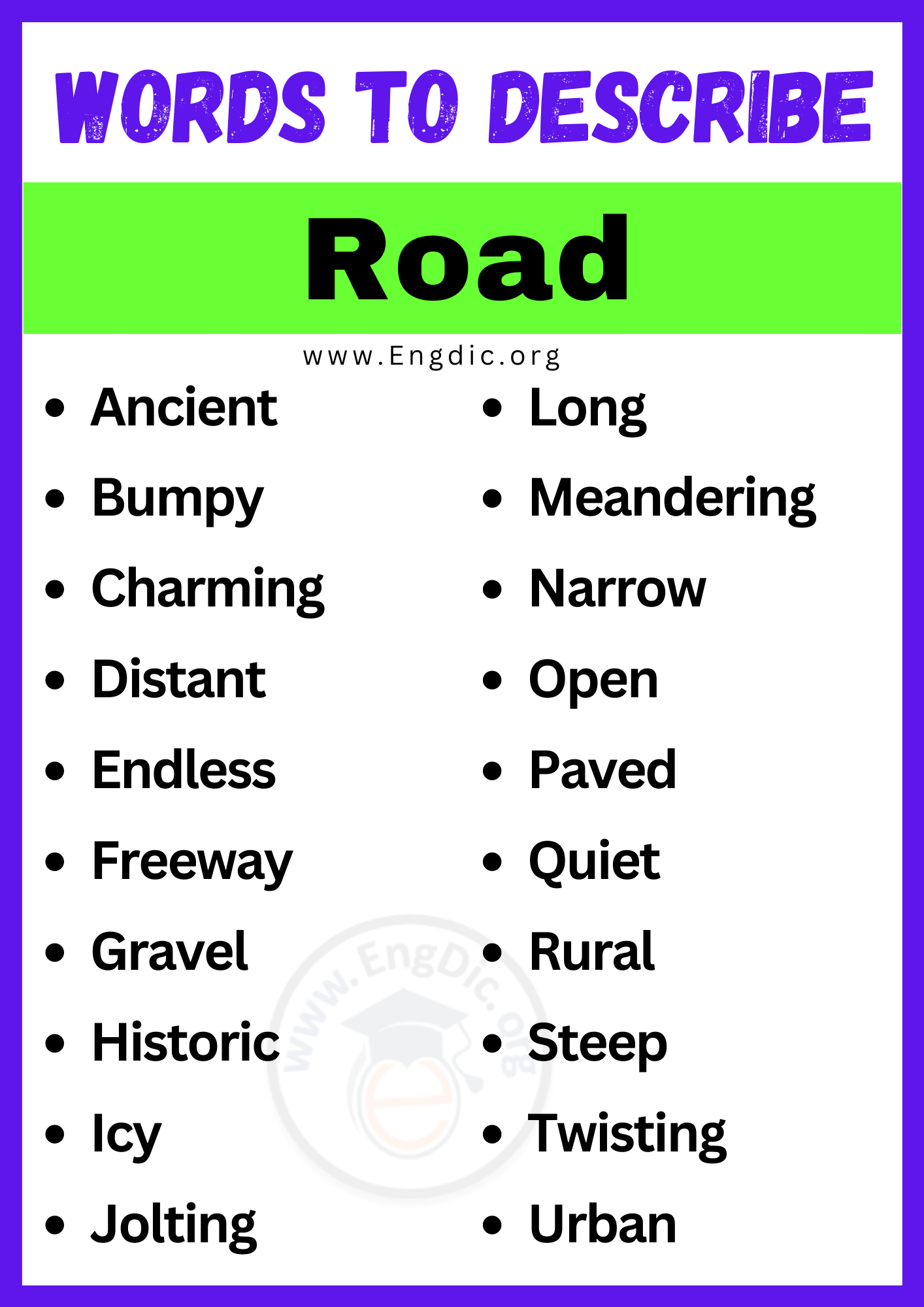 how to describe a road in creative writing