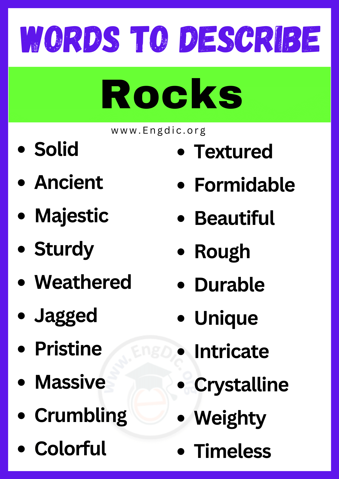 Words to Describe Rocks