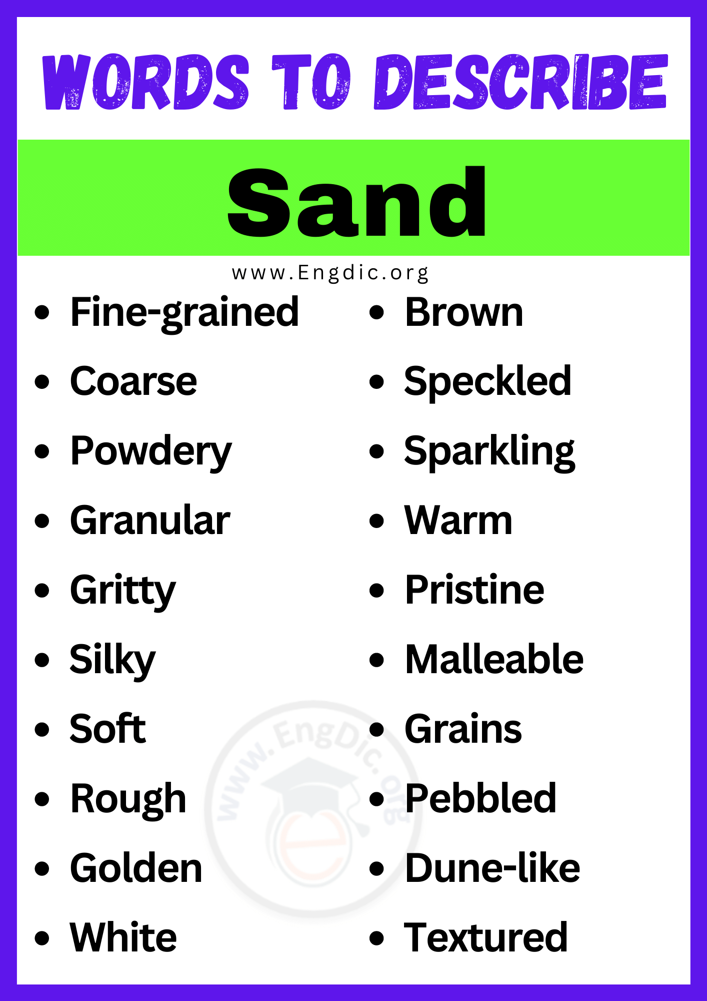 Words to Describe Sand Words to Describe Sand