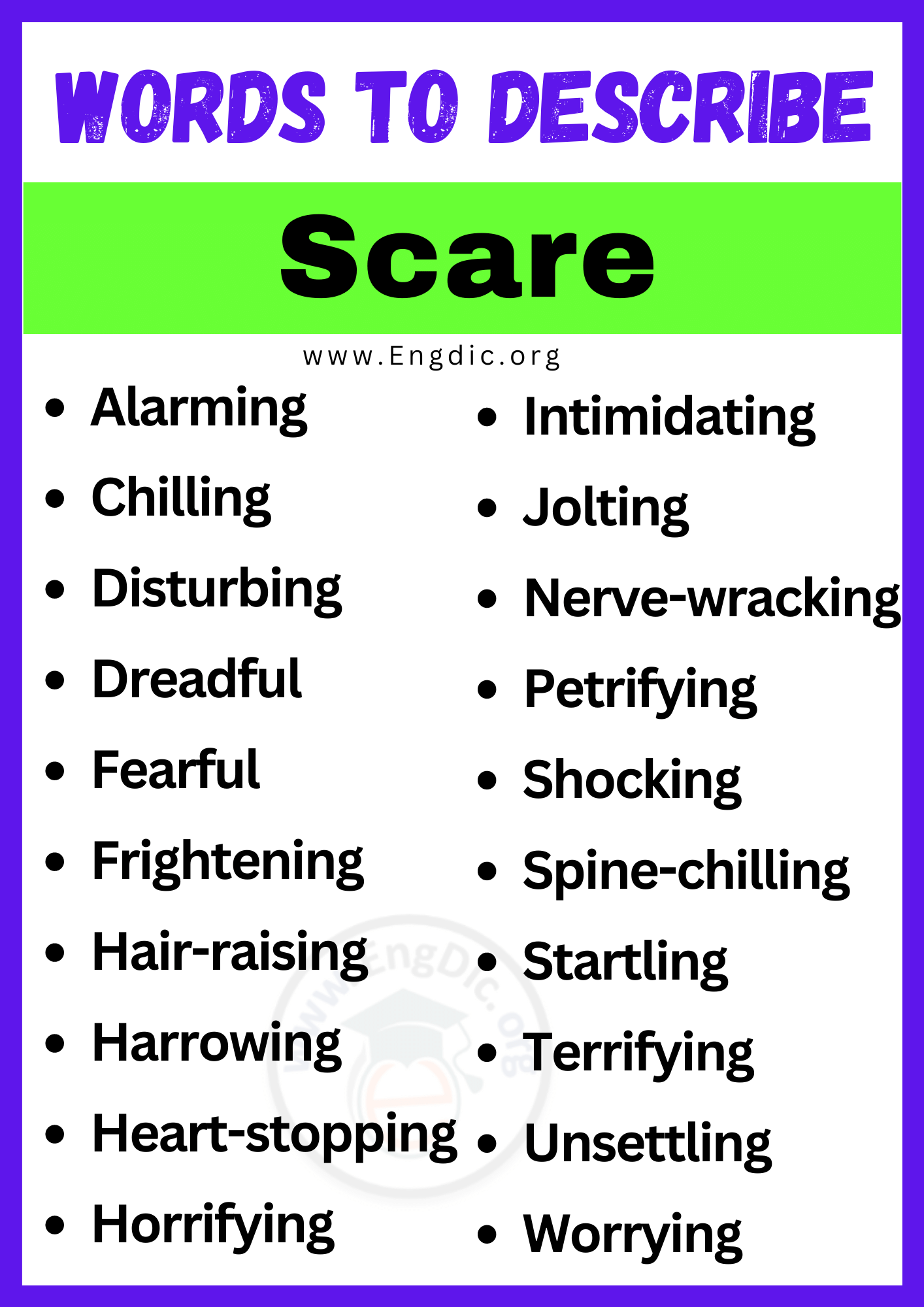 Words to Describe Scare