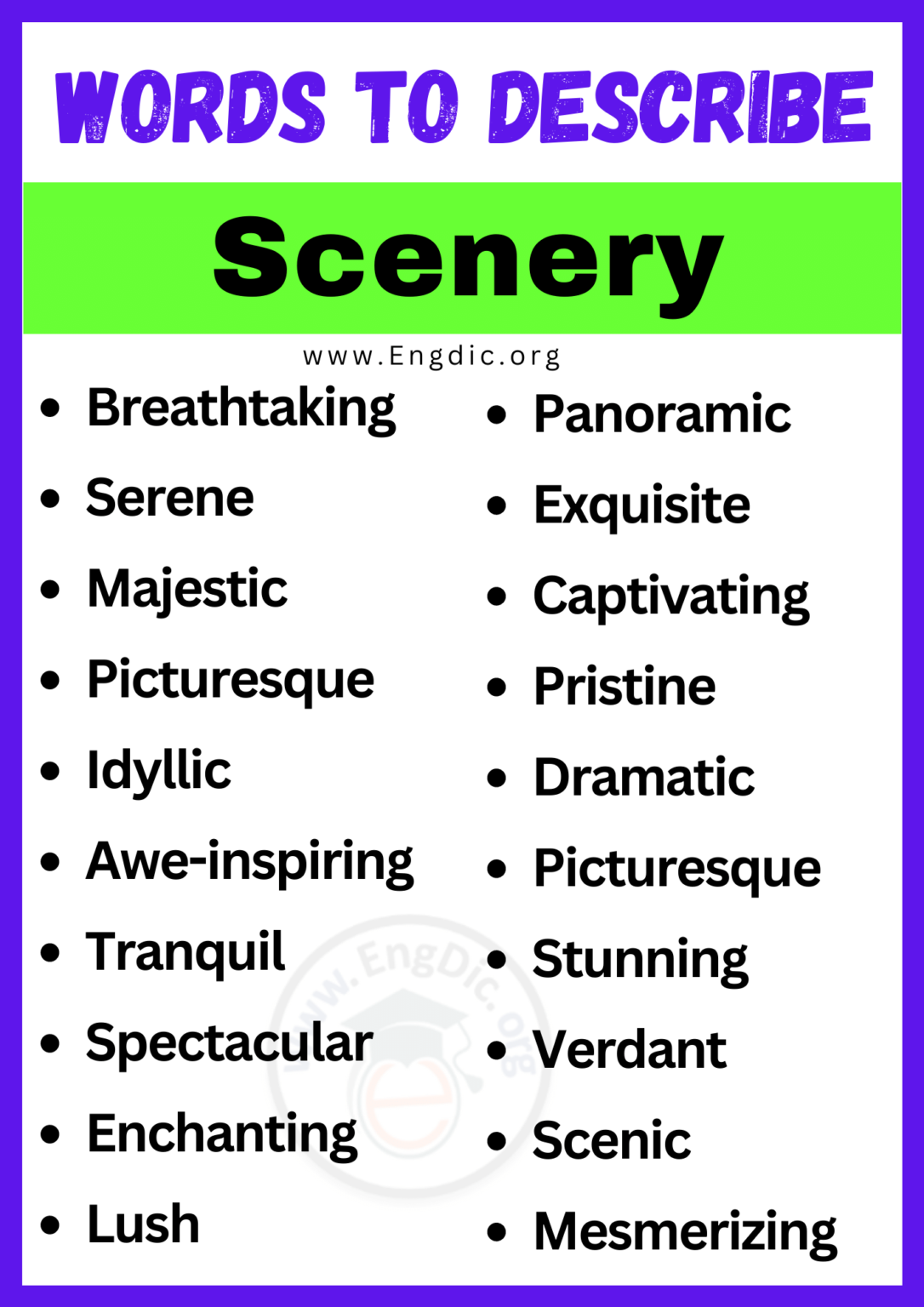 20 Best Words To Describe Scenery Adjectives For Scenery EngDic