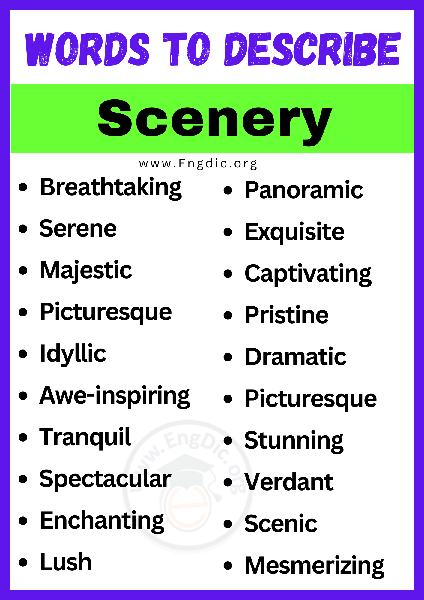 Words to Describe Scenery