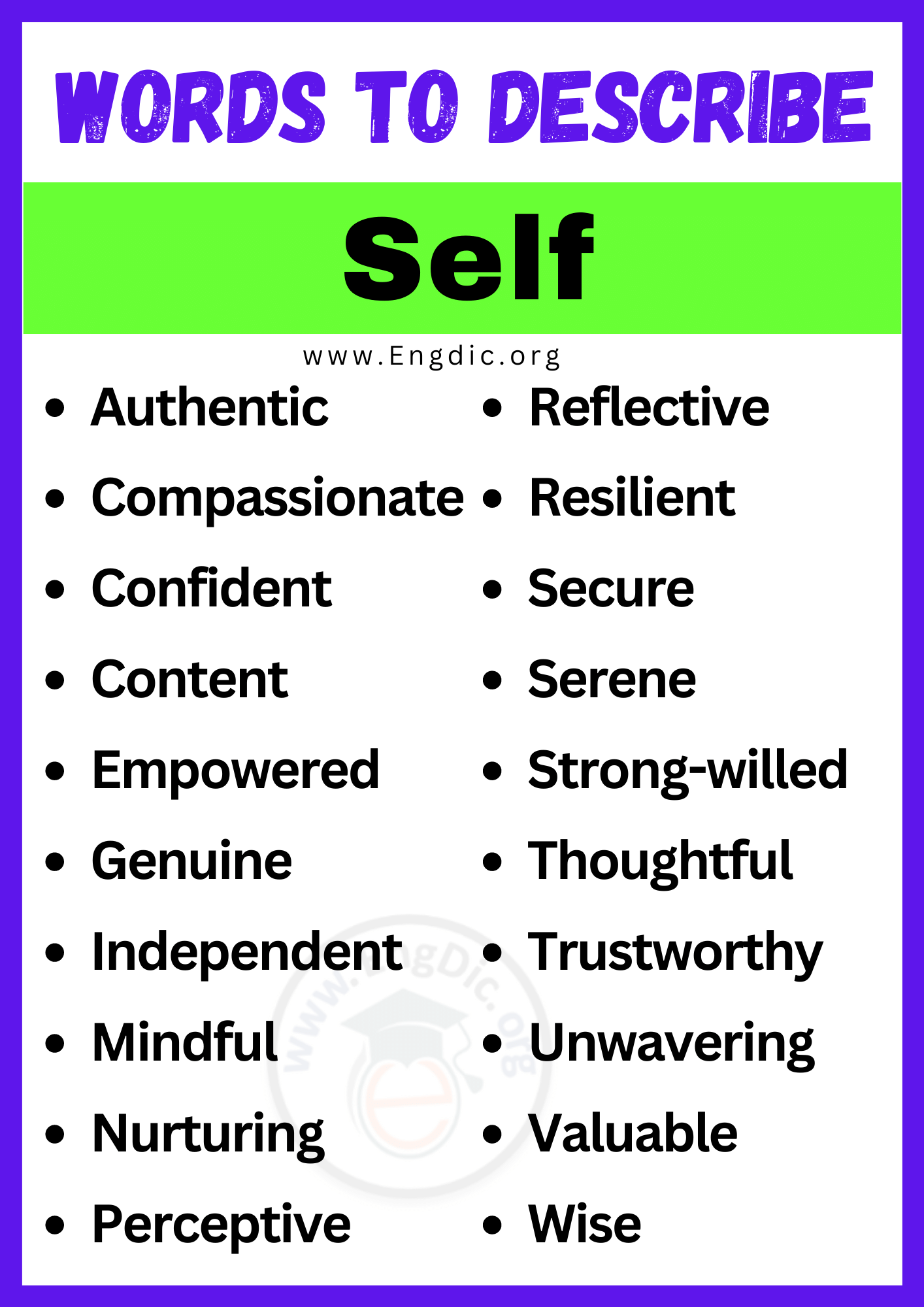 Words to Describe Self