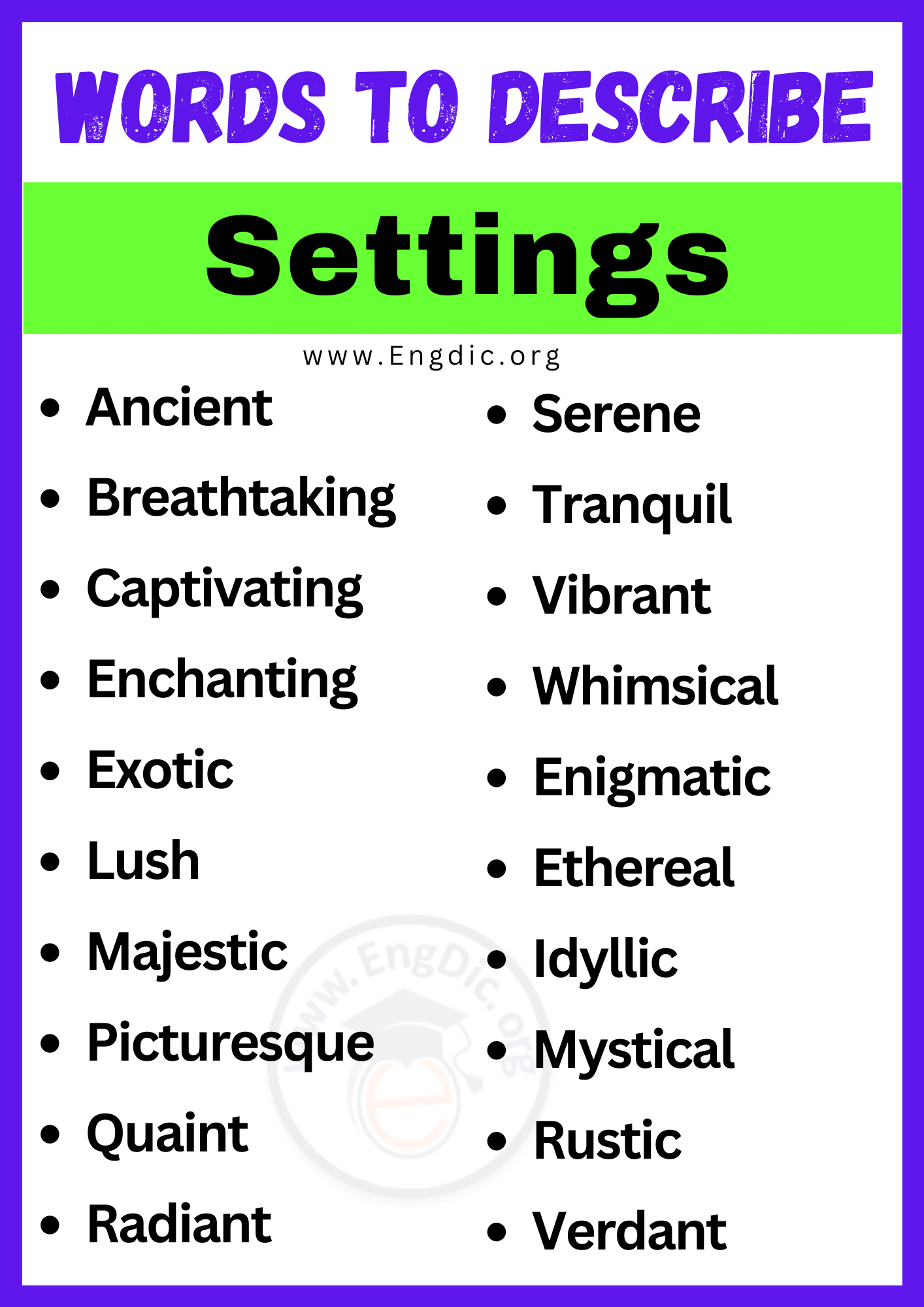 Words to Describe Settings