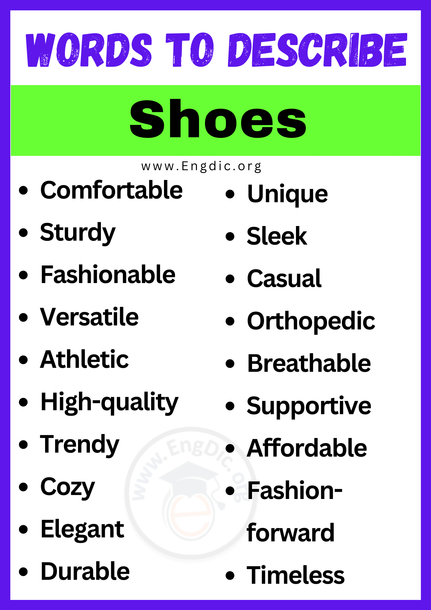 Words to Describe Shoes