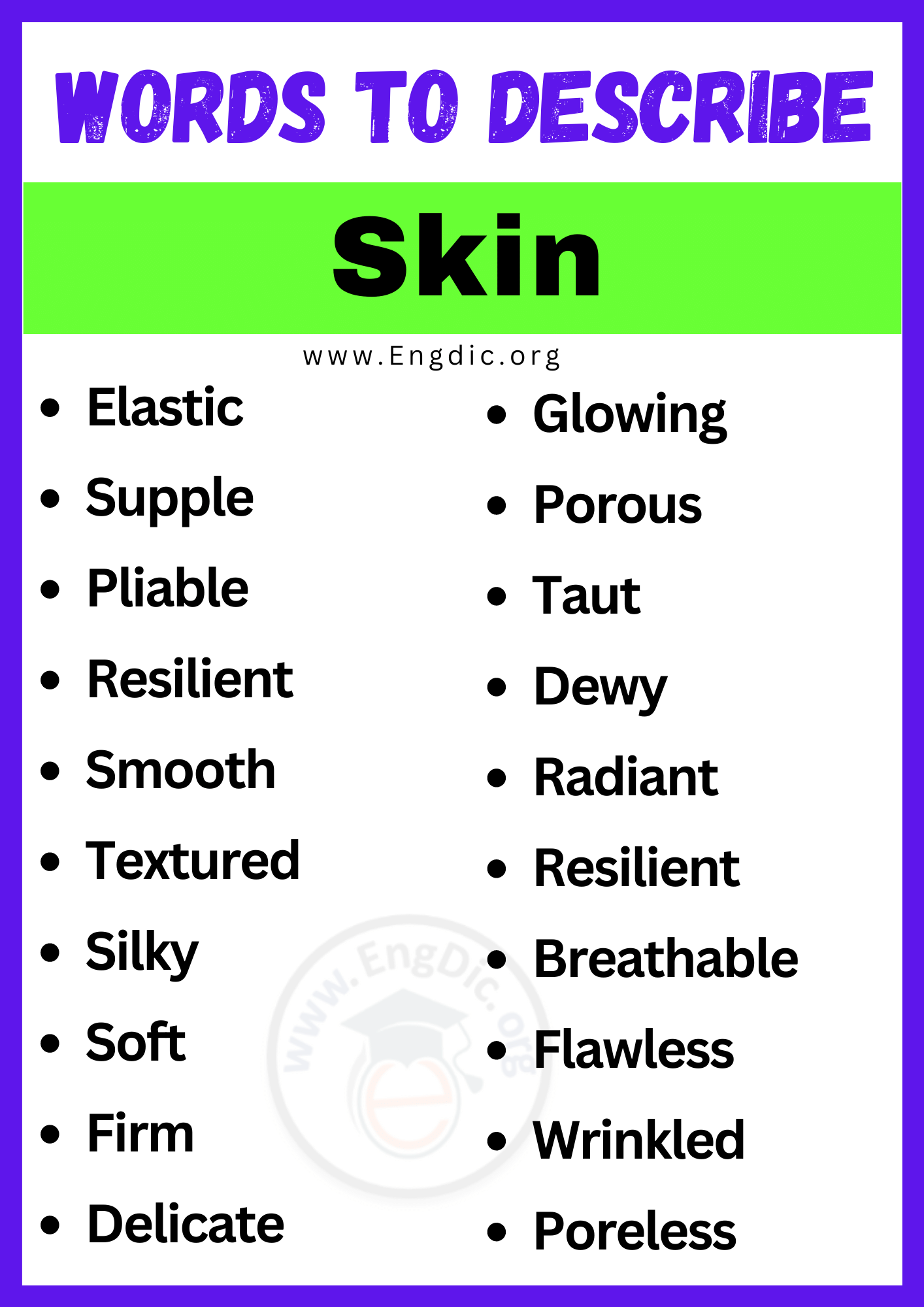 Words to Describe Skin