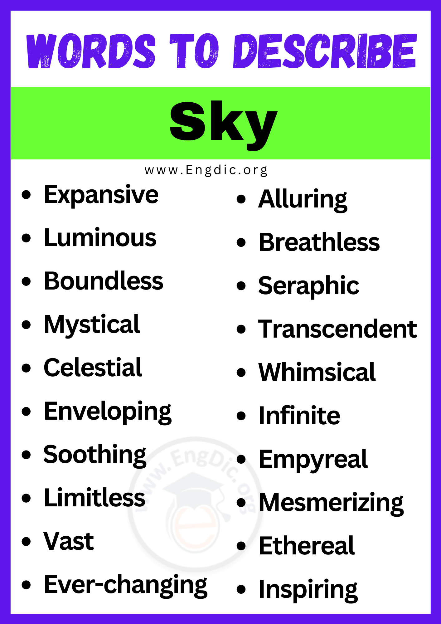 Words to Describe Sky