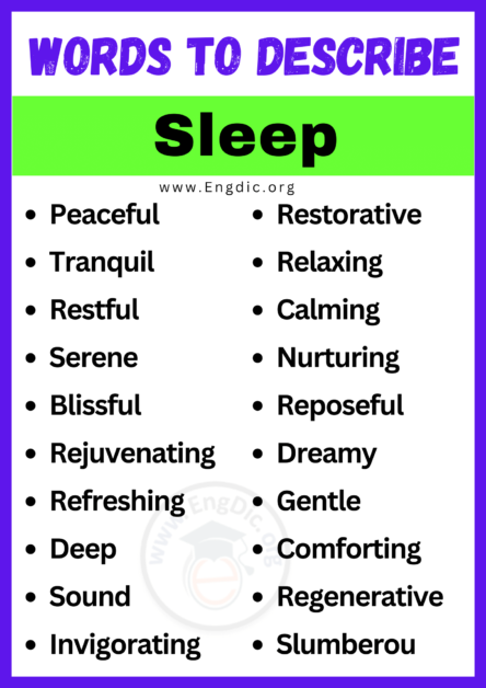 20+ Best Words to Describe Sleep, Adjectives for Sleep - EngDic