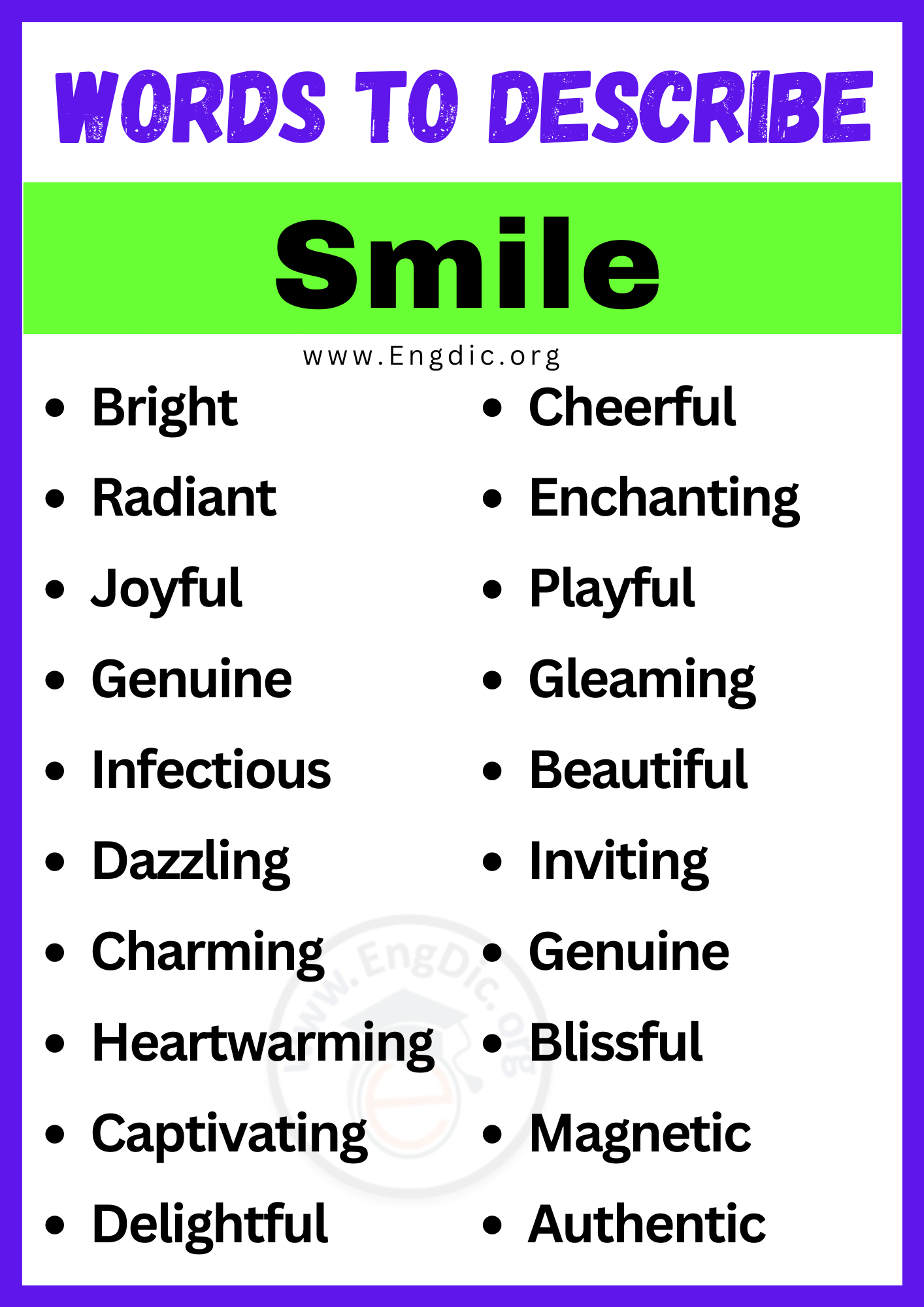 Words to Describe Smile