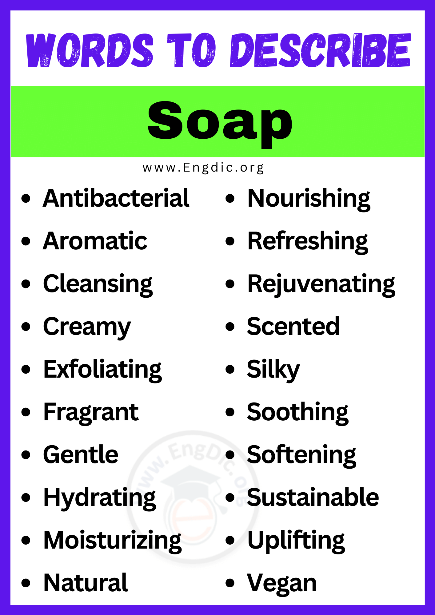Words to Describe Soap