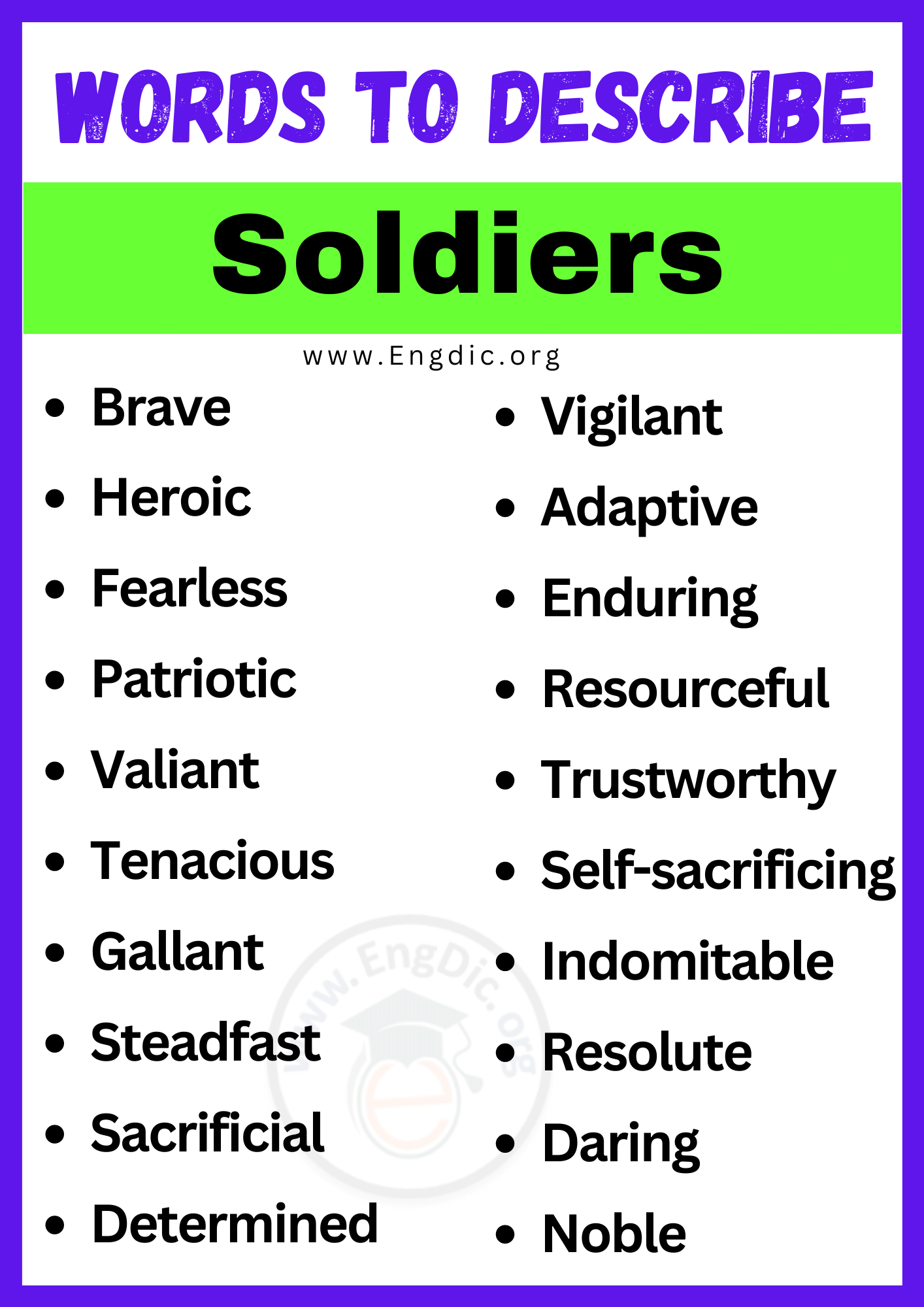 Words to Describe Soldiers