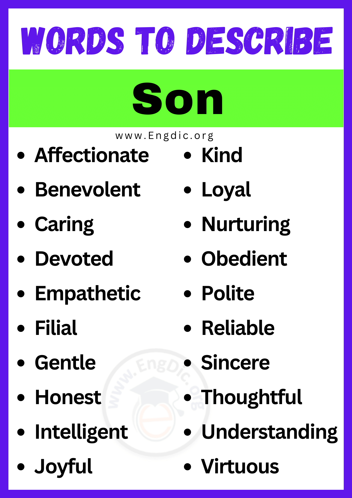 Words to Describe Son