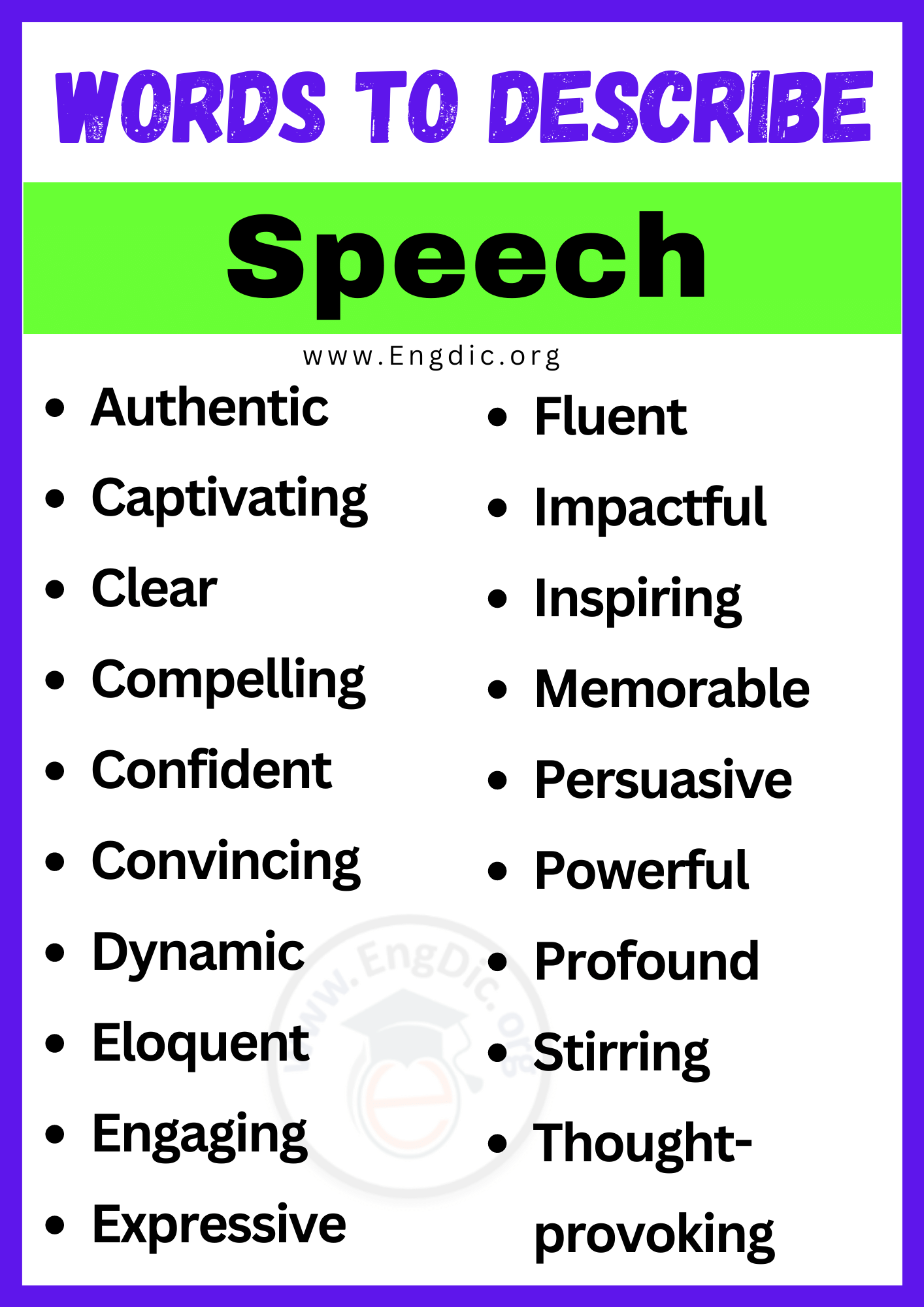 Words to Describe Speech