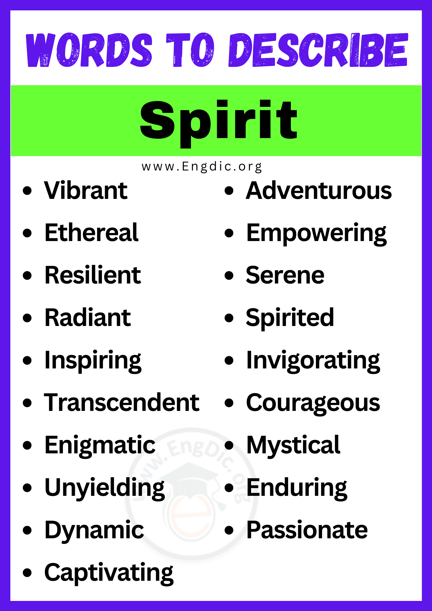 Words to Describe Spirit
