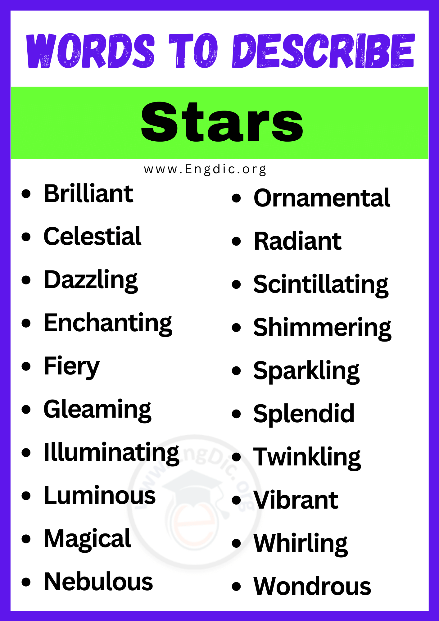 Words to Describe Stars