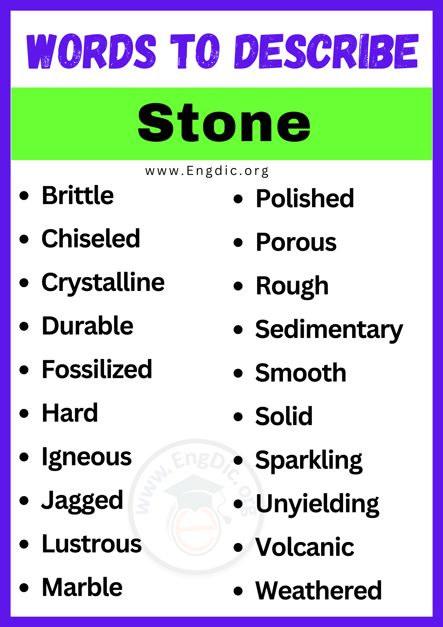 Words to Describe Stone