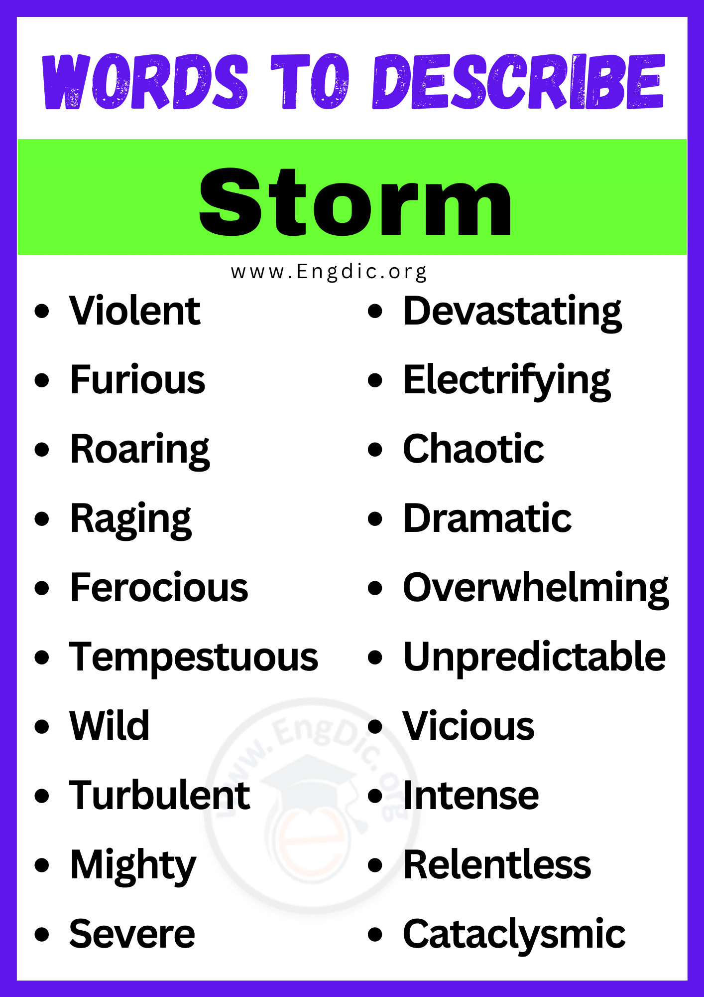 Words to Describe Storm