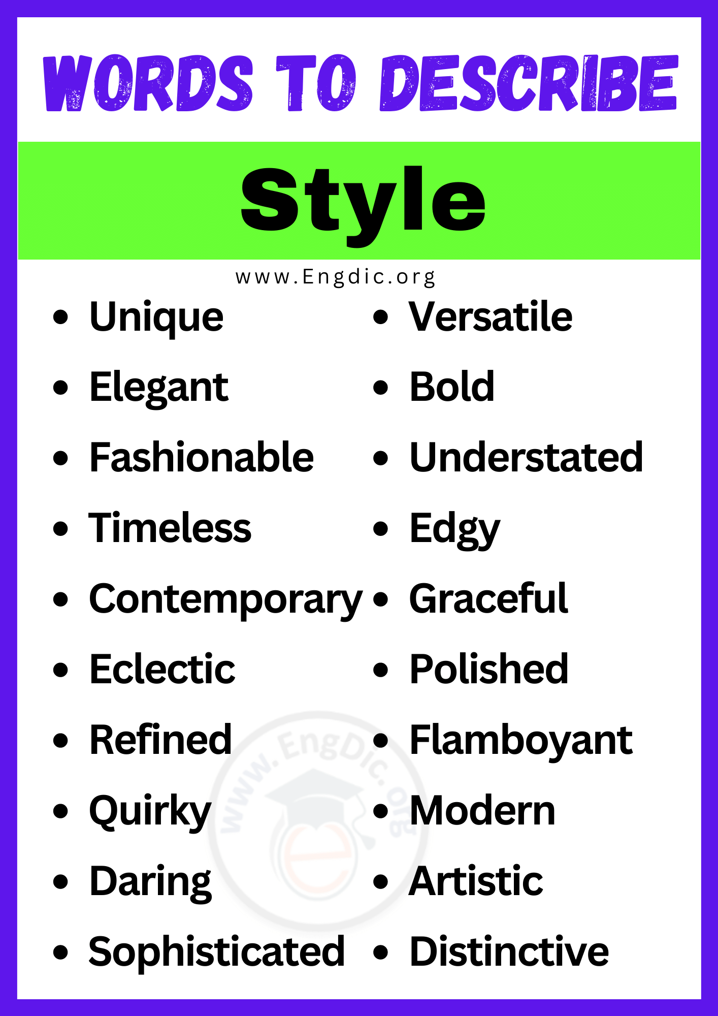 Words to Describe Style
