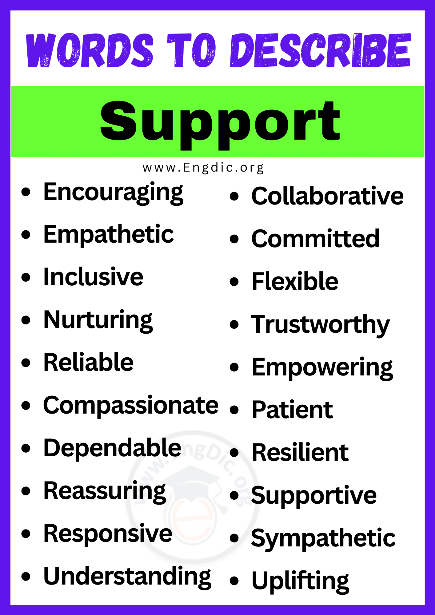Words to Describe Support