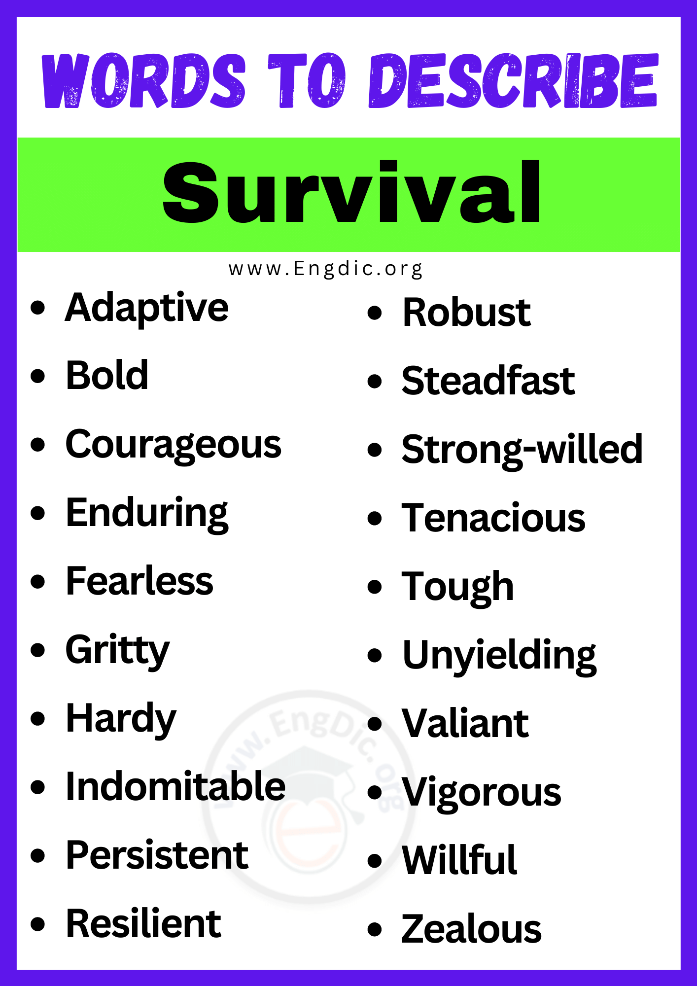 Words to Describe Survival