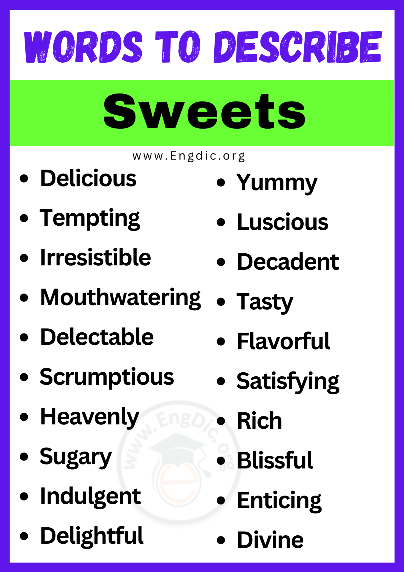 Words to Describe Sweets