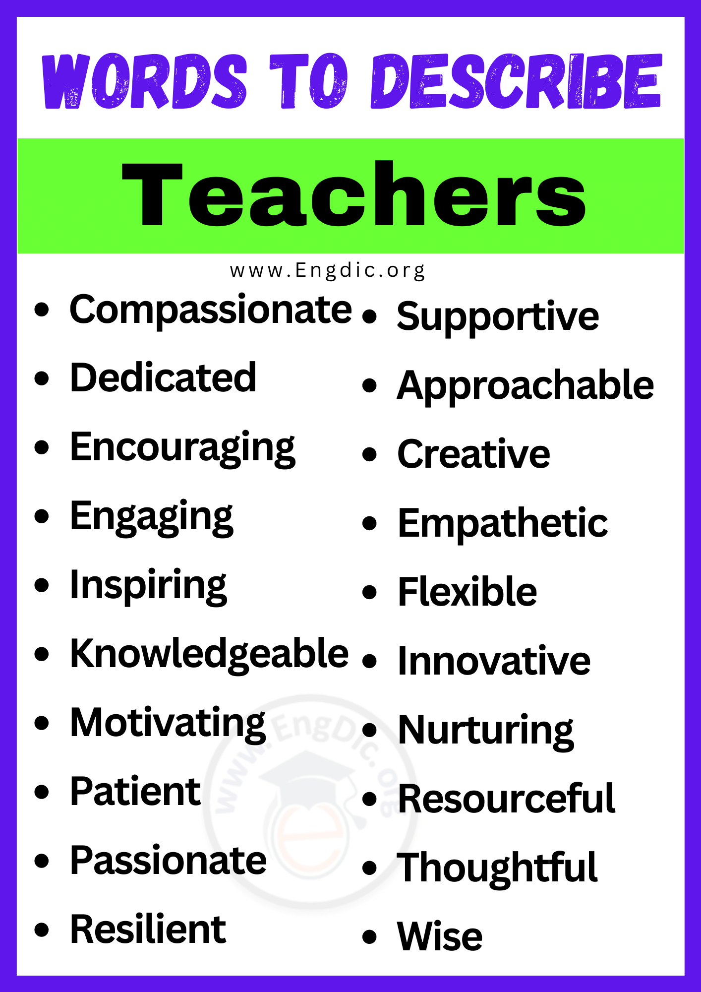 Words to Describe Teachers