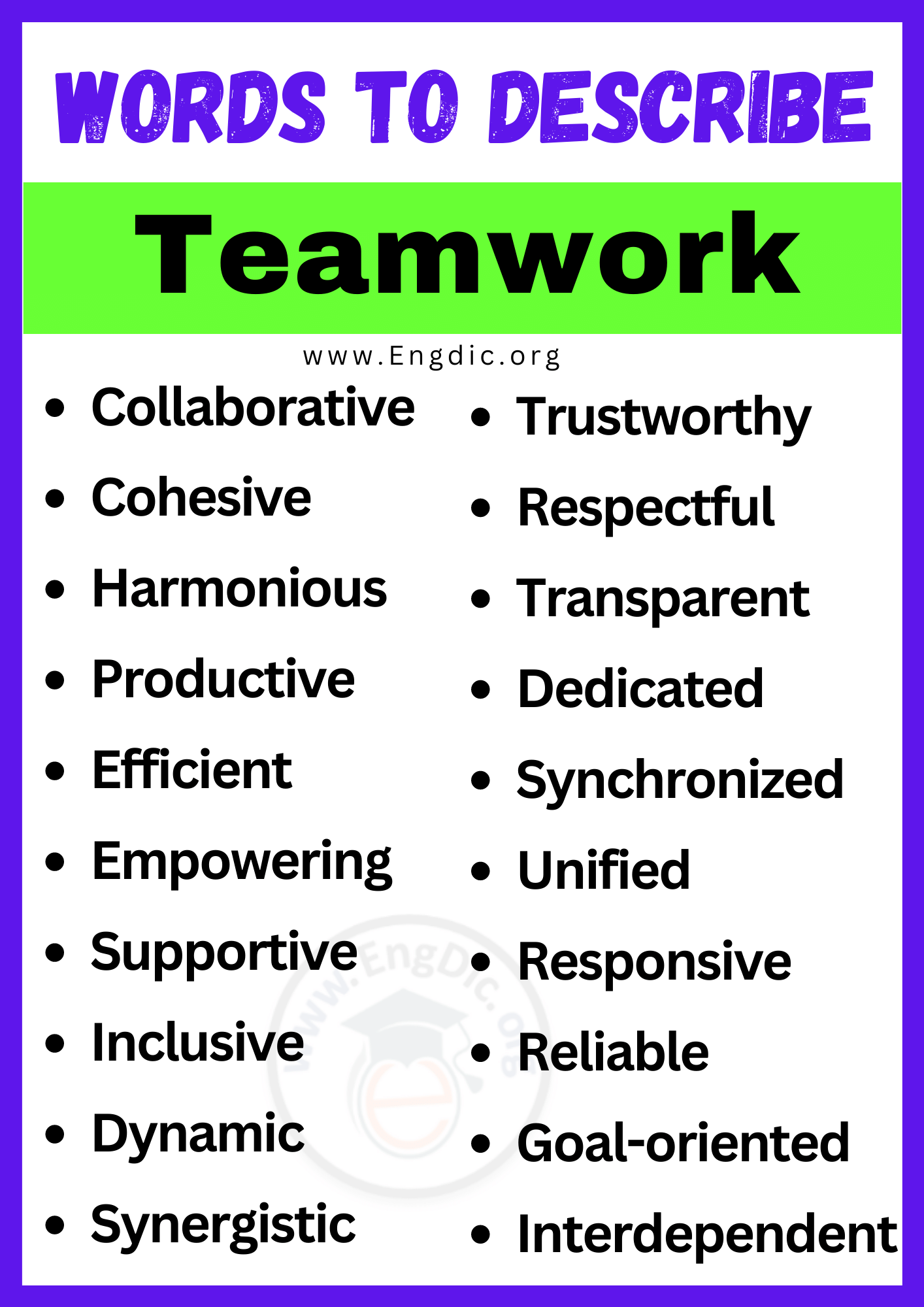 Words to Describe Teamwork