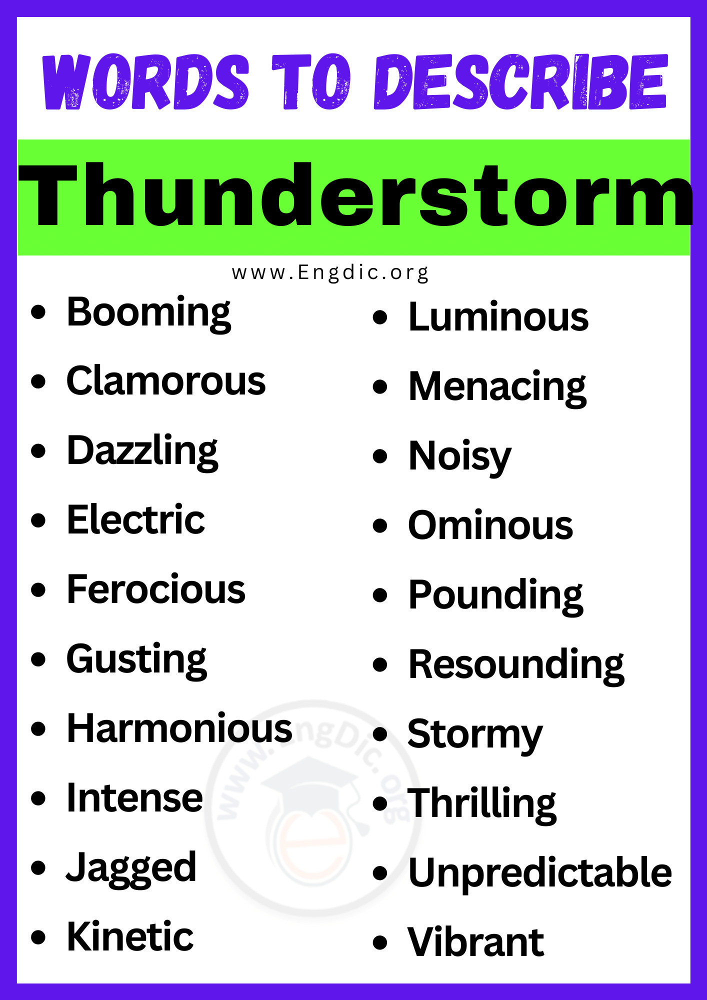 Words to Describe Thunderstorm