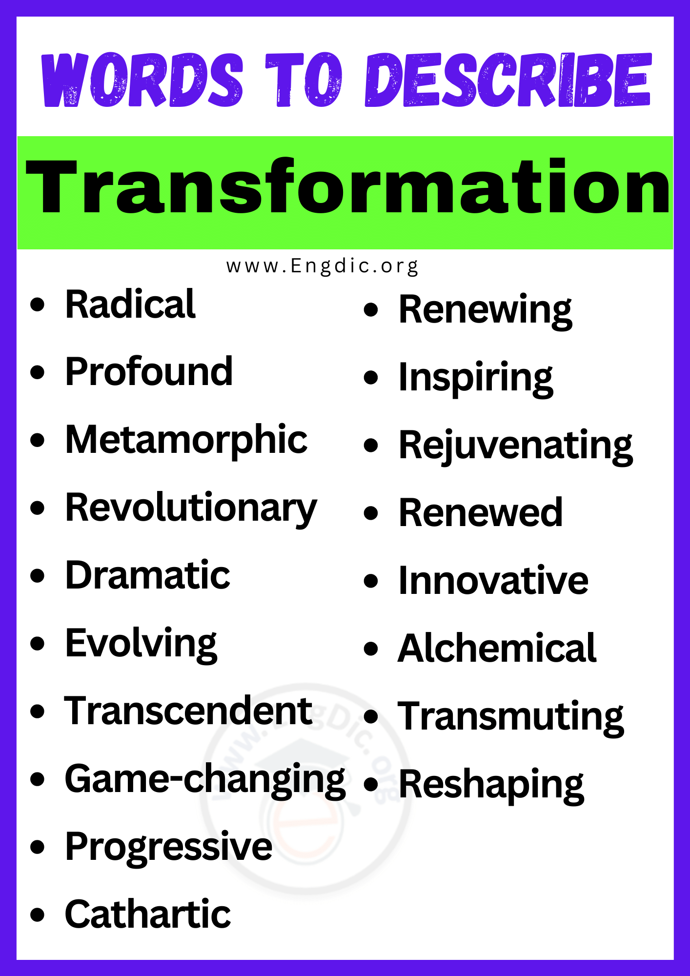 Words to Describe Transformation
